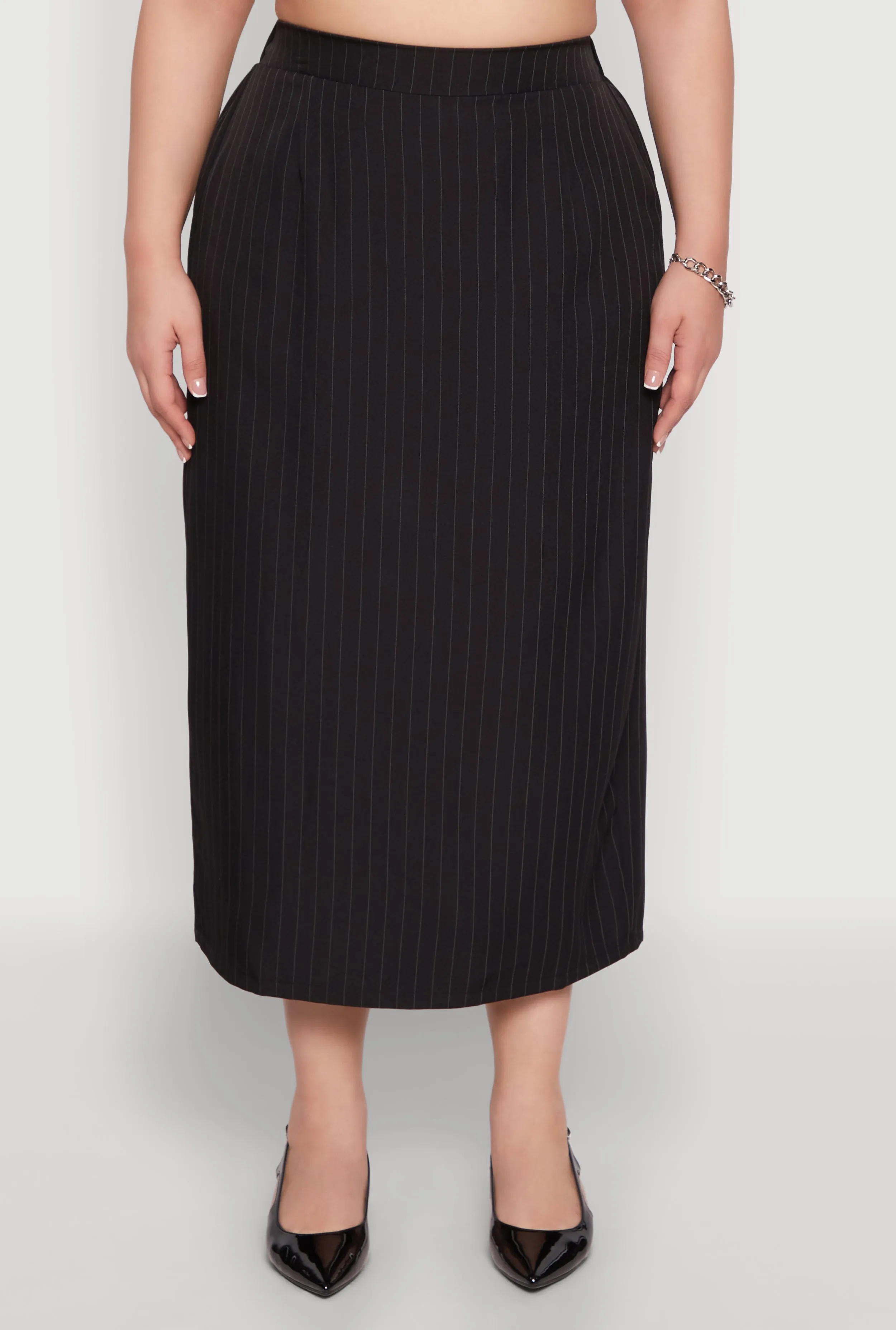 Plus Size Pinstripe High Waist Skirt sold by Rainbow product image thumbnail 3
