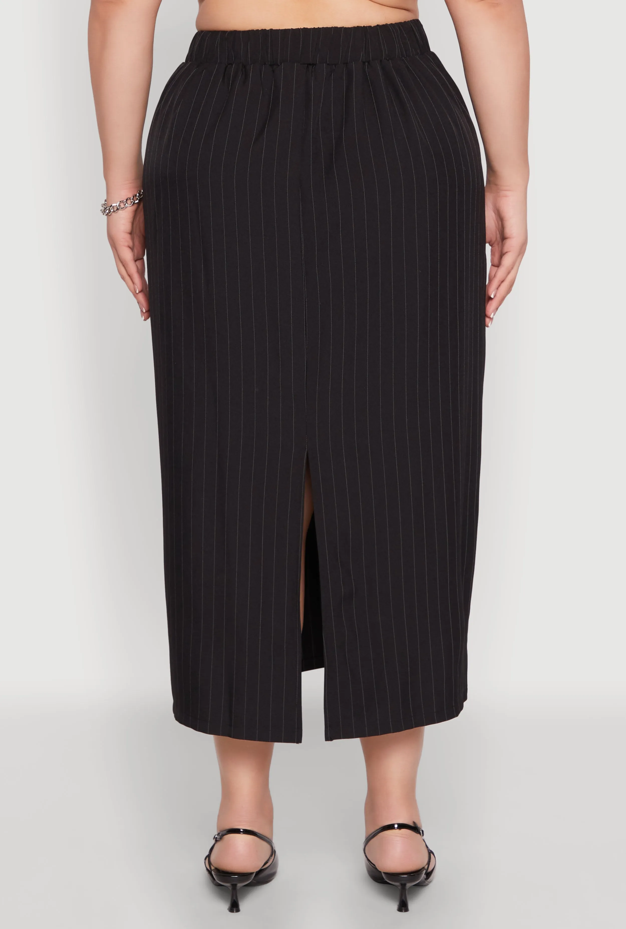 Plus Size Pinstripe High Waist Skirt sold by Rainbow product image thumbnail 5