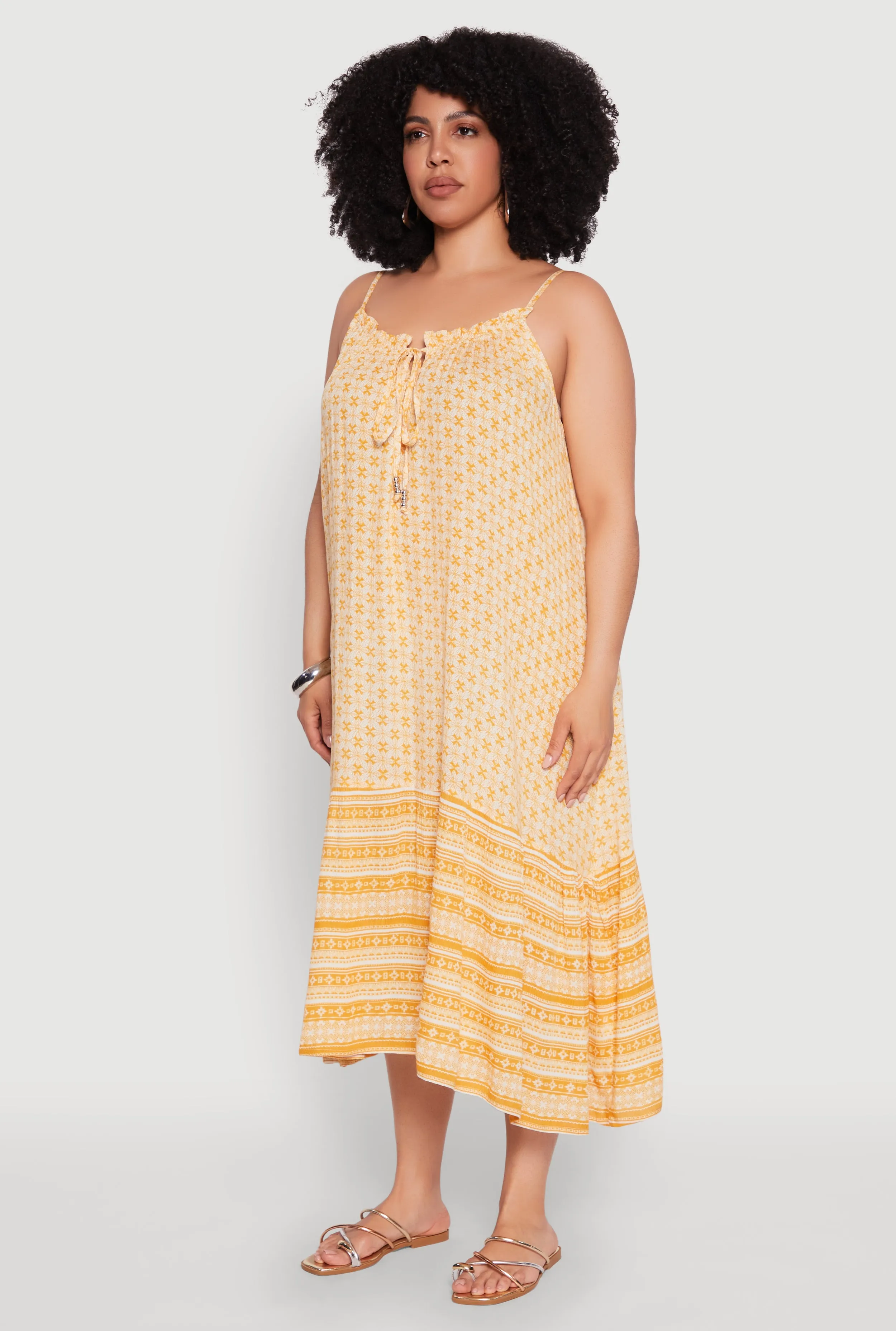 Plus Size Border Print Keyhole Maxi Dress sold by Rainbow product image thumbnail 3