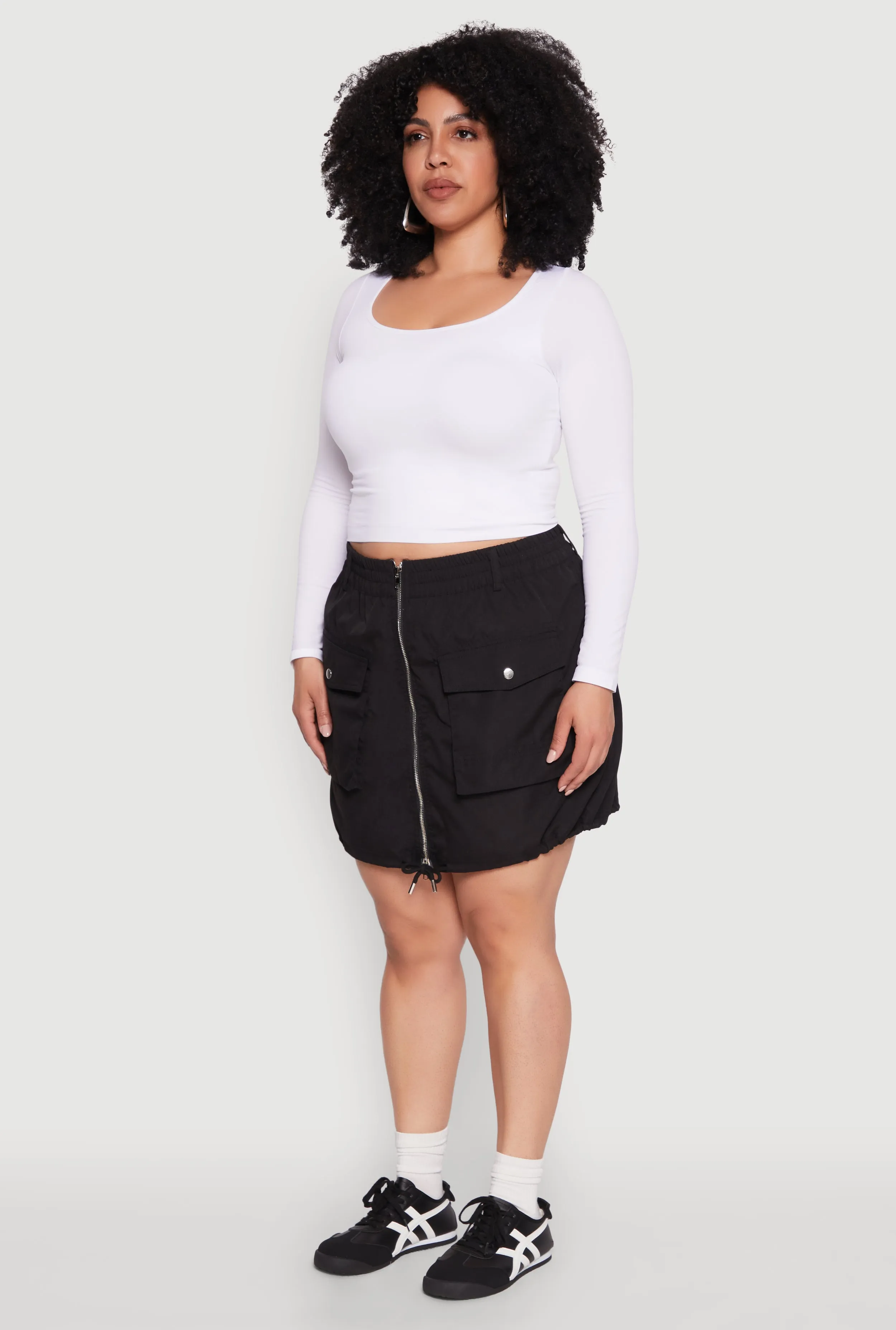 Plus Size Zip Front Cargo Pocket Skirt sold by Rainbow product image thumbnail 3