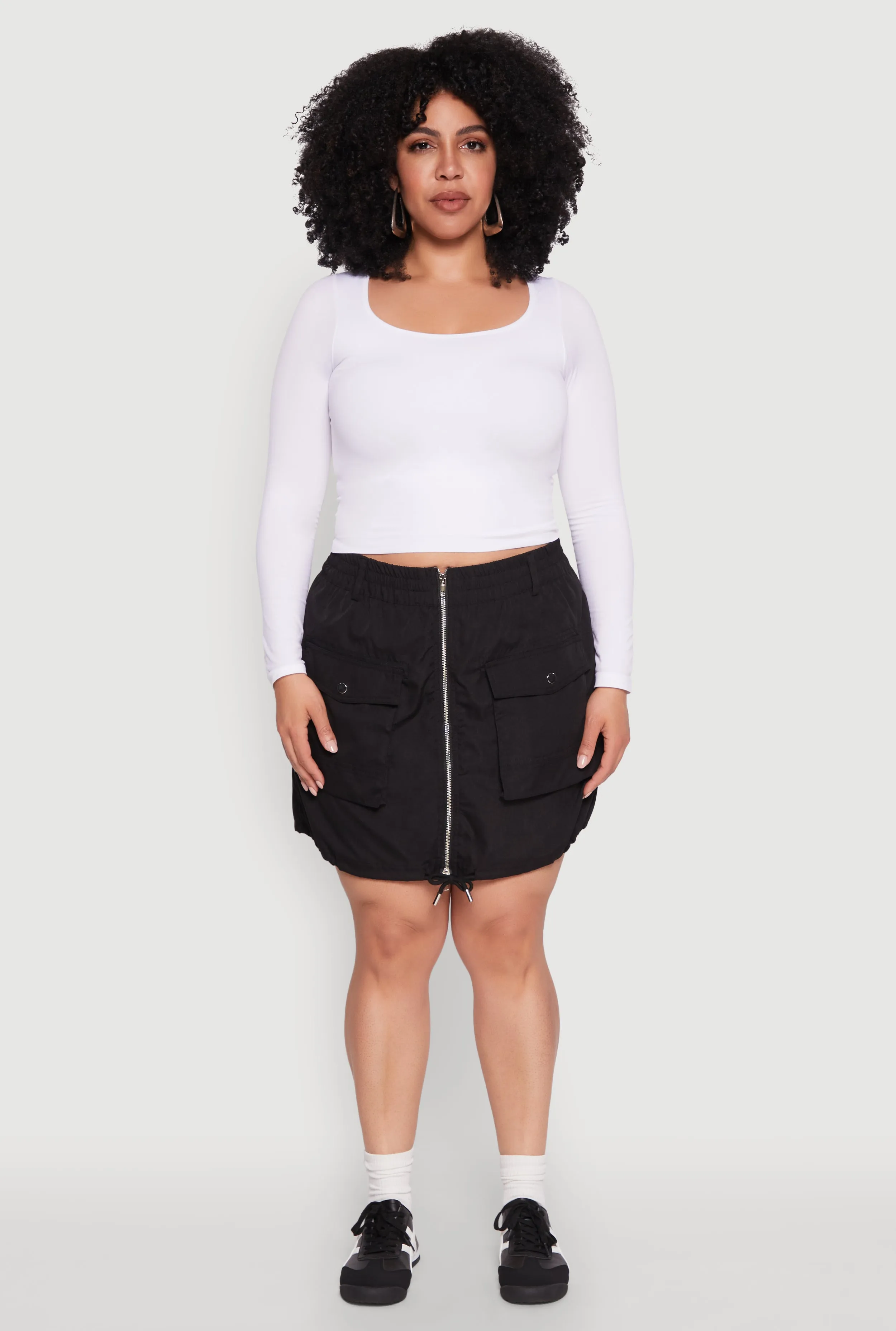 Plus Size Zip Front Cargo Pocket Skirt sold by Rainbow product image thumbnail 2