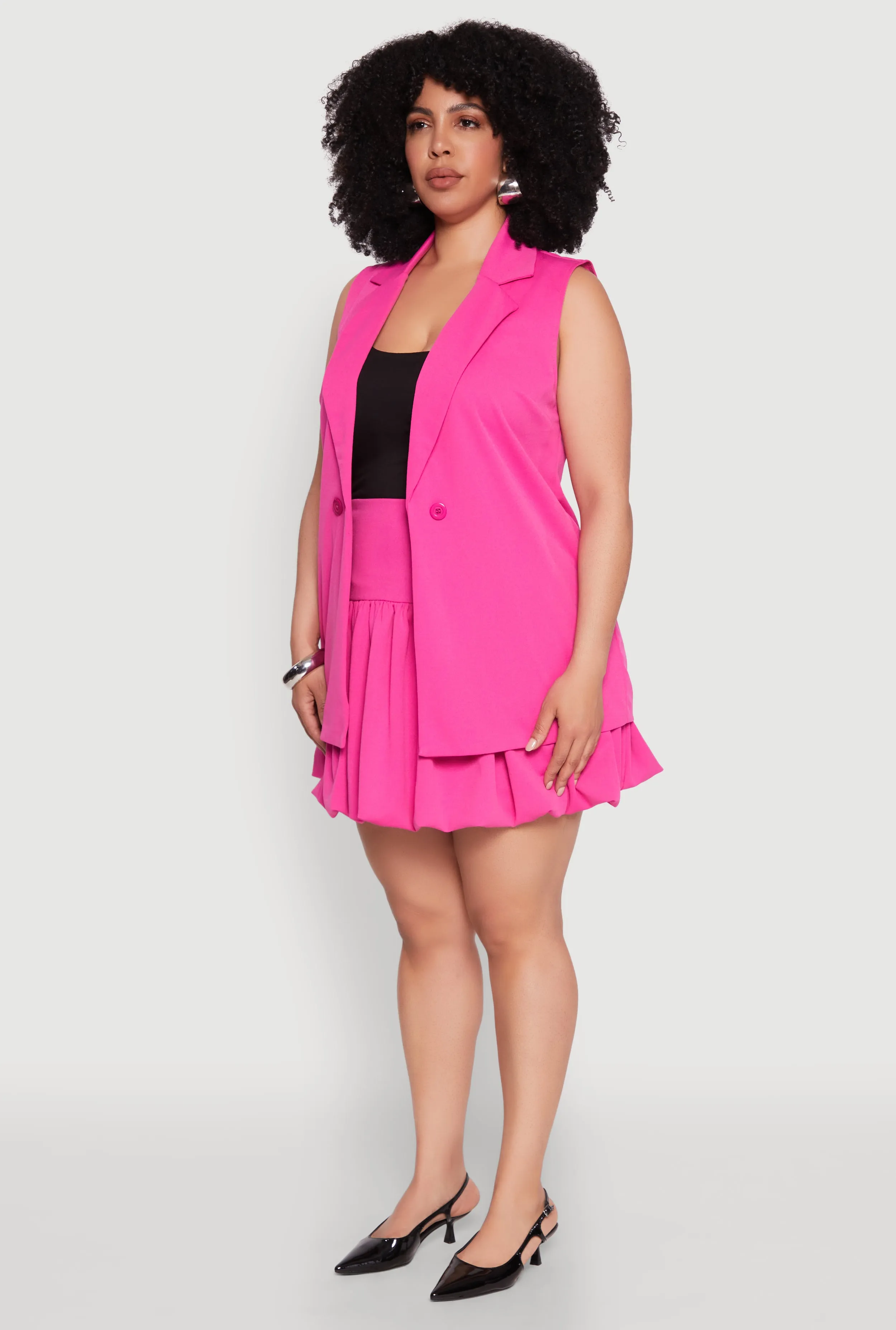 Plus Size Crepe Knit Button Detail Blazer Vest sold by Rainbow product image thumbnail 5