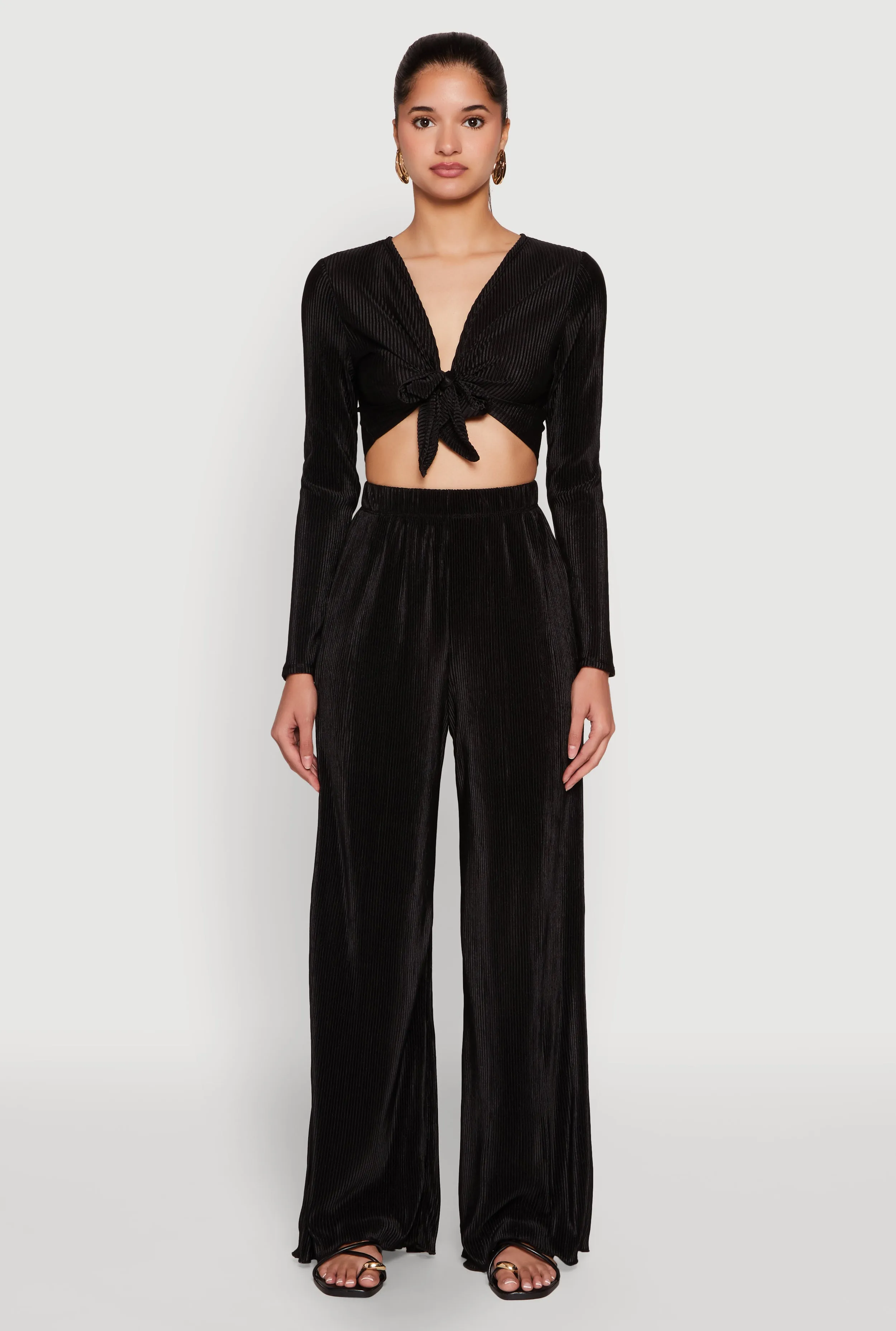 Plisse Wide Leg Pants sold by Rainbow