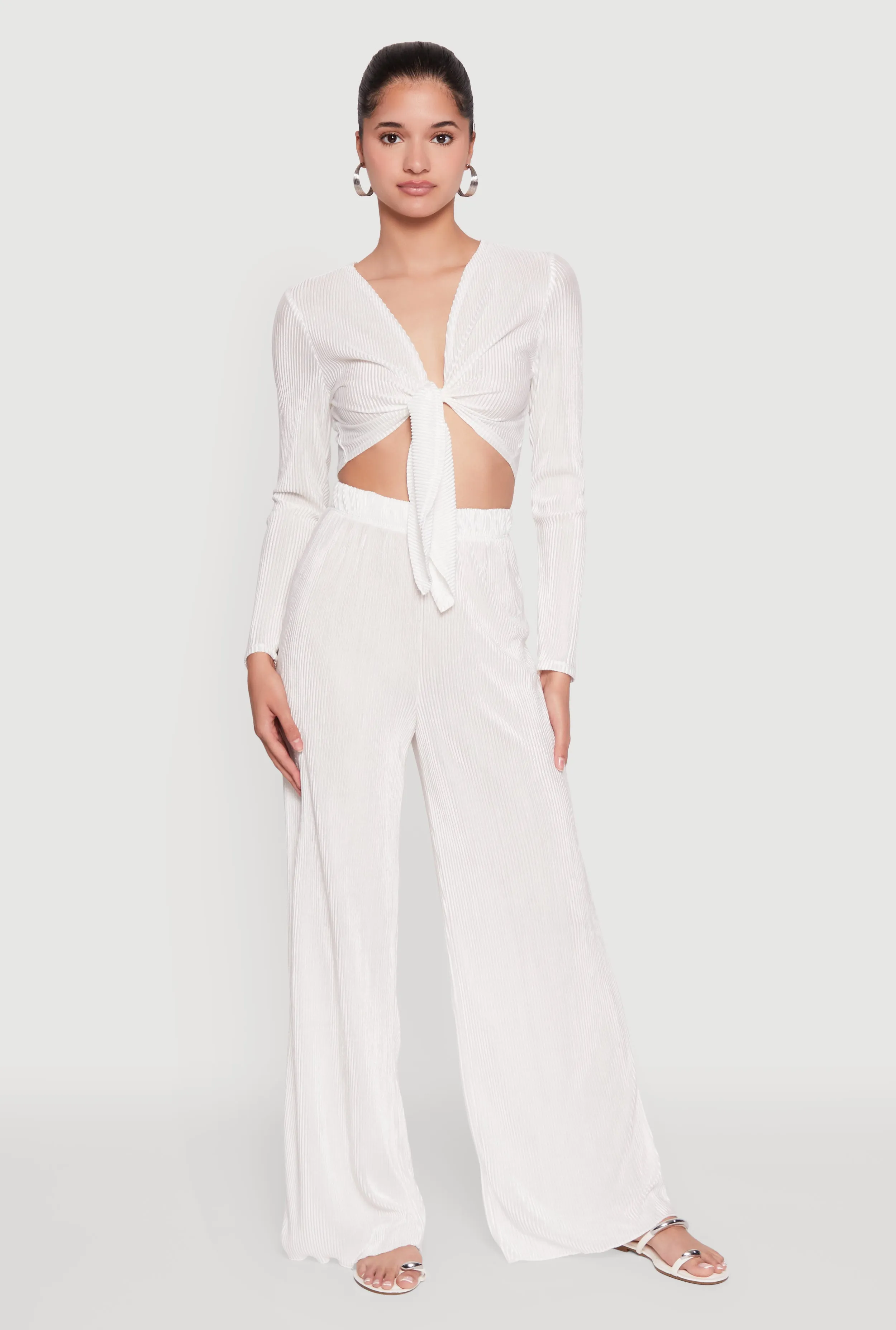 Plisse Wide Leg Pants sold by Rainbow