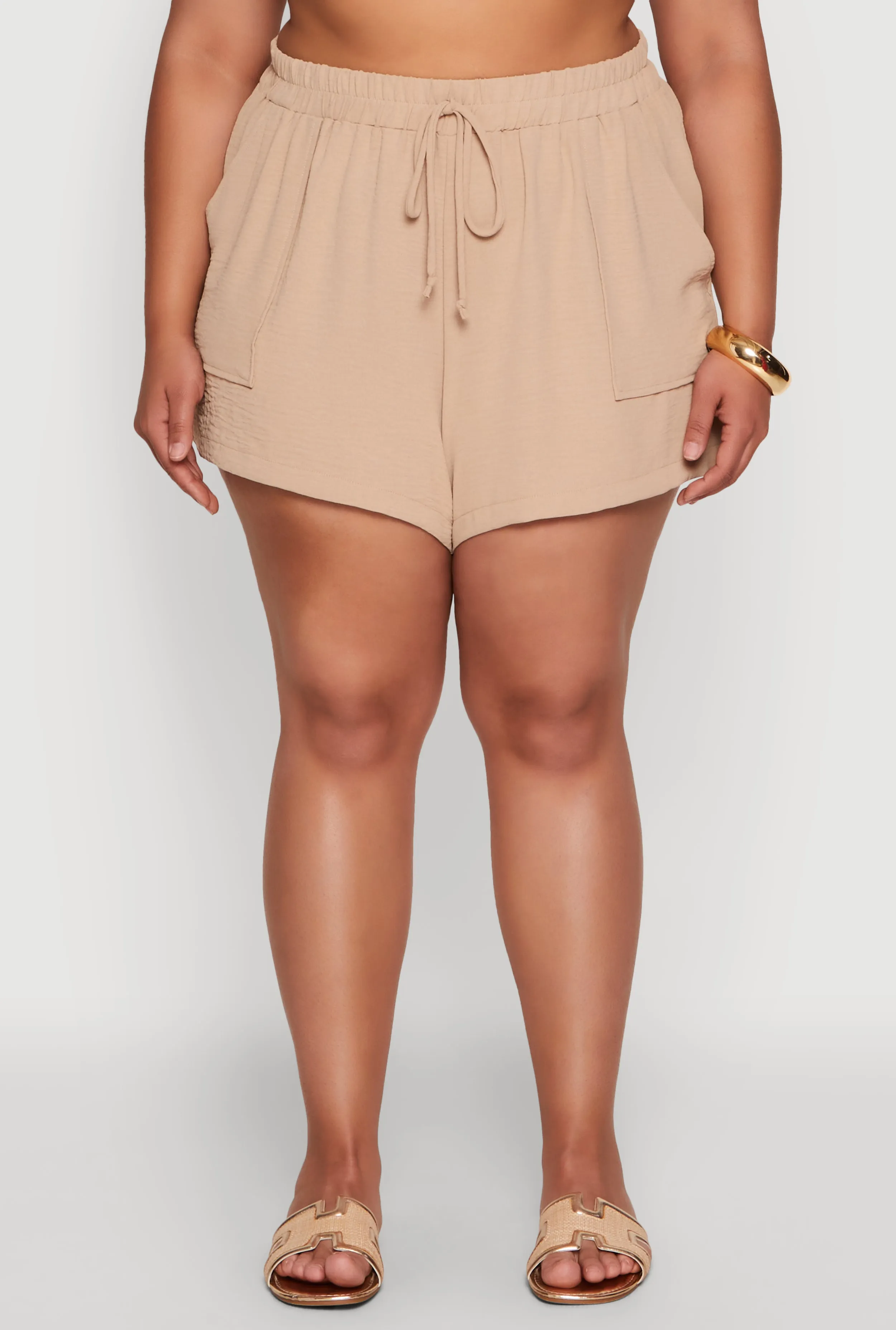 Plus Size Airy Drawstring Detail Shorts sold by Rainbow product image thumbnail 3