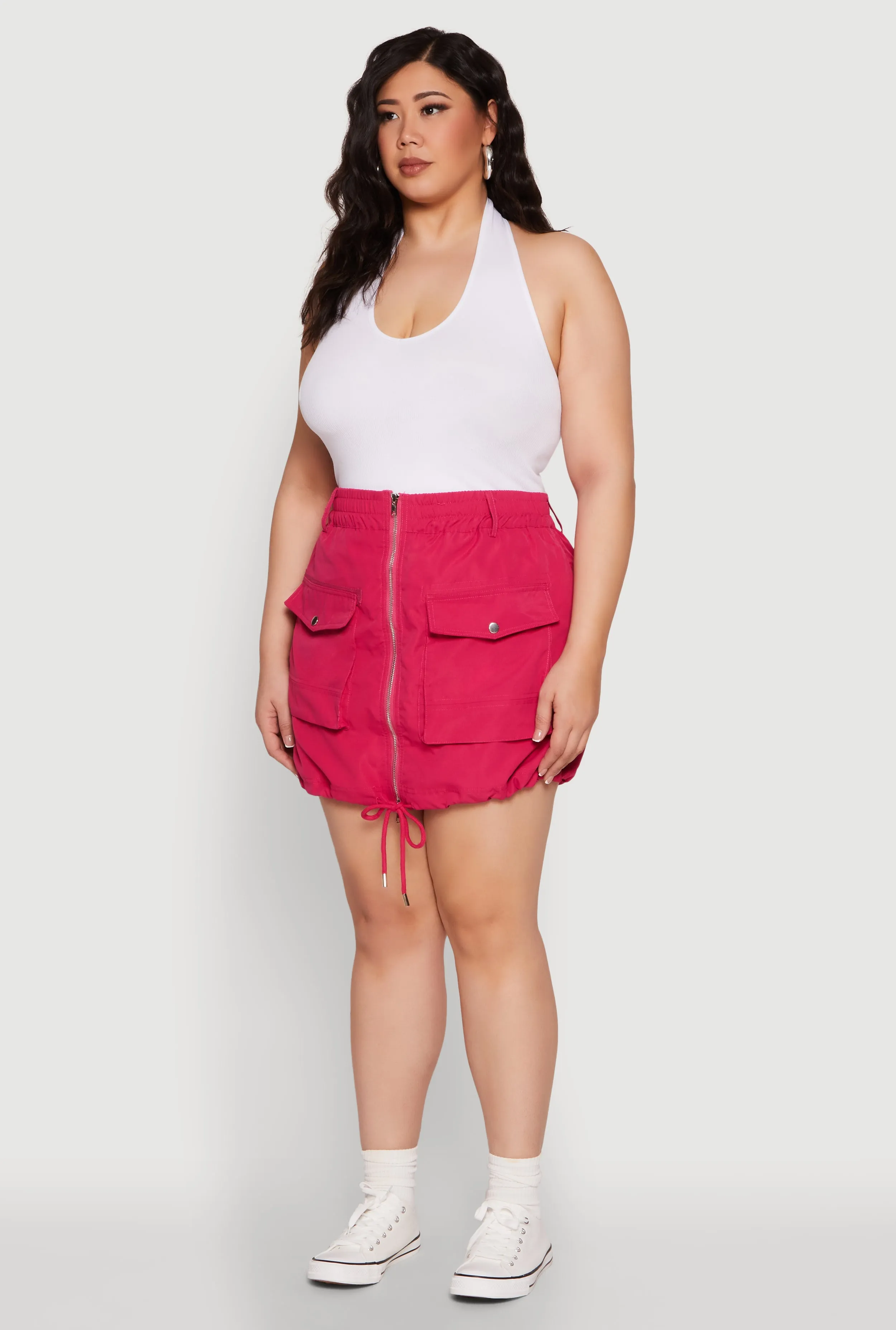 Plus Size Zip Front Cargo Pocket Skirt sold by Rainbow product image thumbnail 3