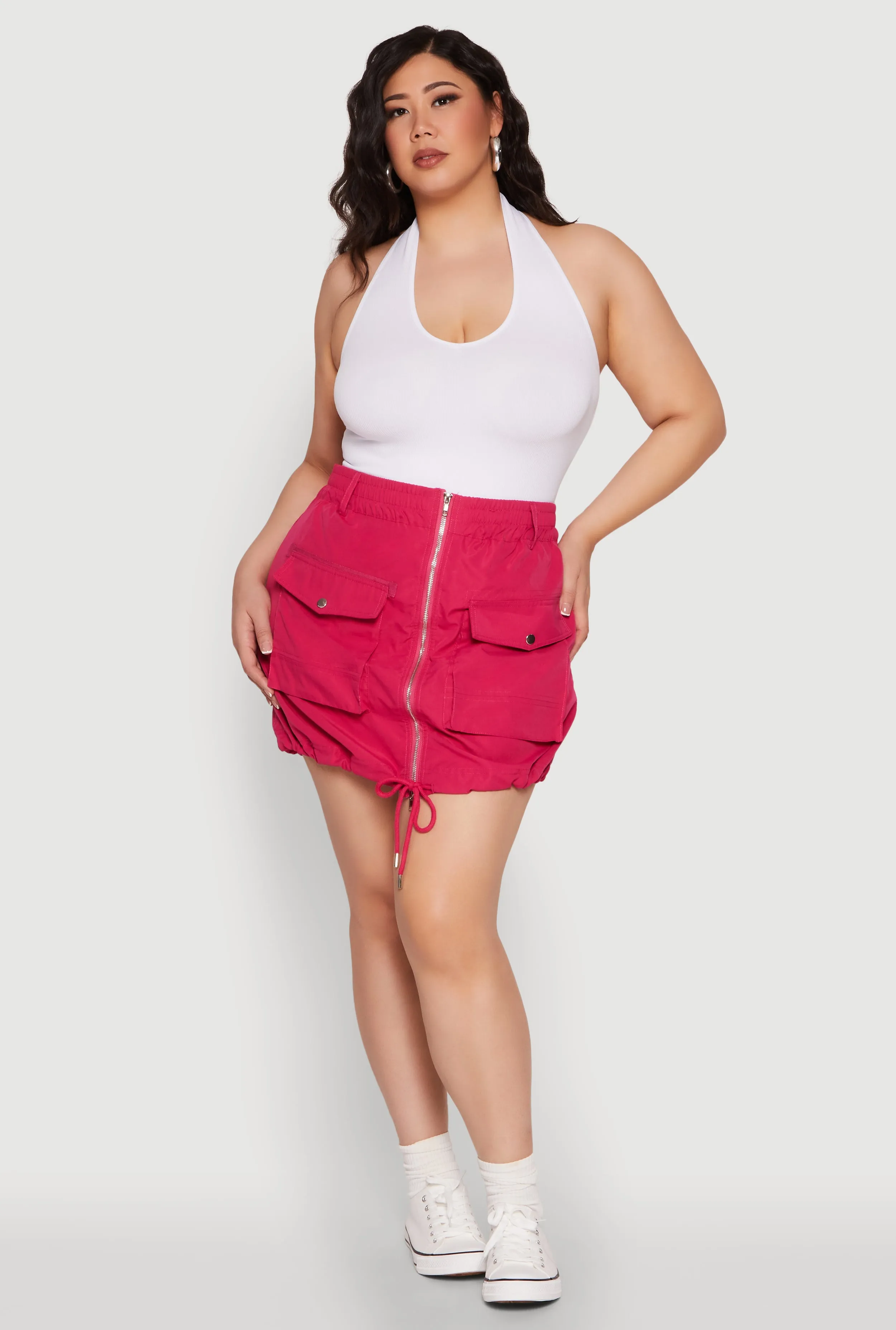 Plus Size Zip Front Cargo Pocket Skirt sold by Rainbow product image thumbnail 2