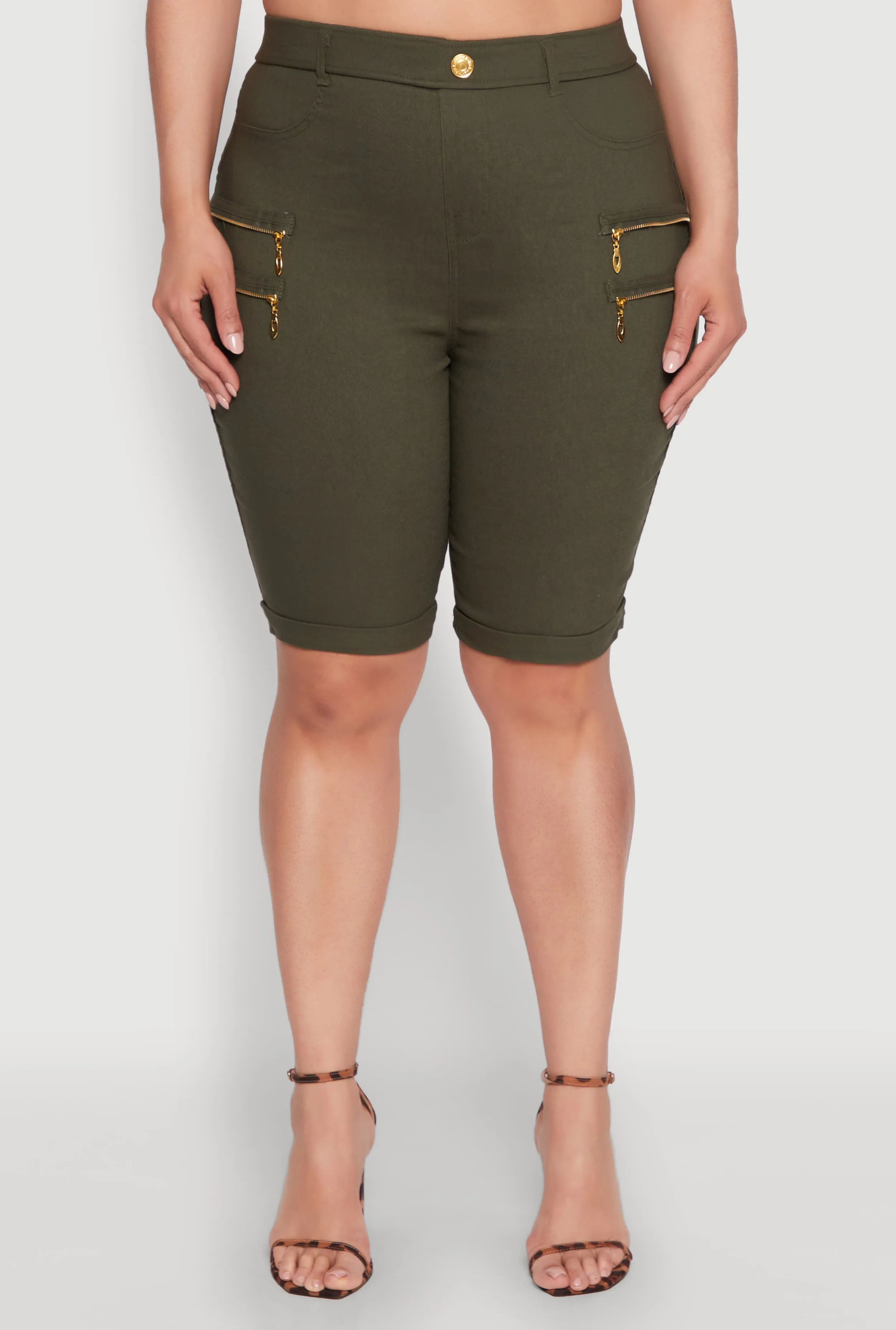 Plus Size Zipper Detail Bermuda Shorts sold by Rainbow product image thumbnail 5