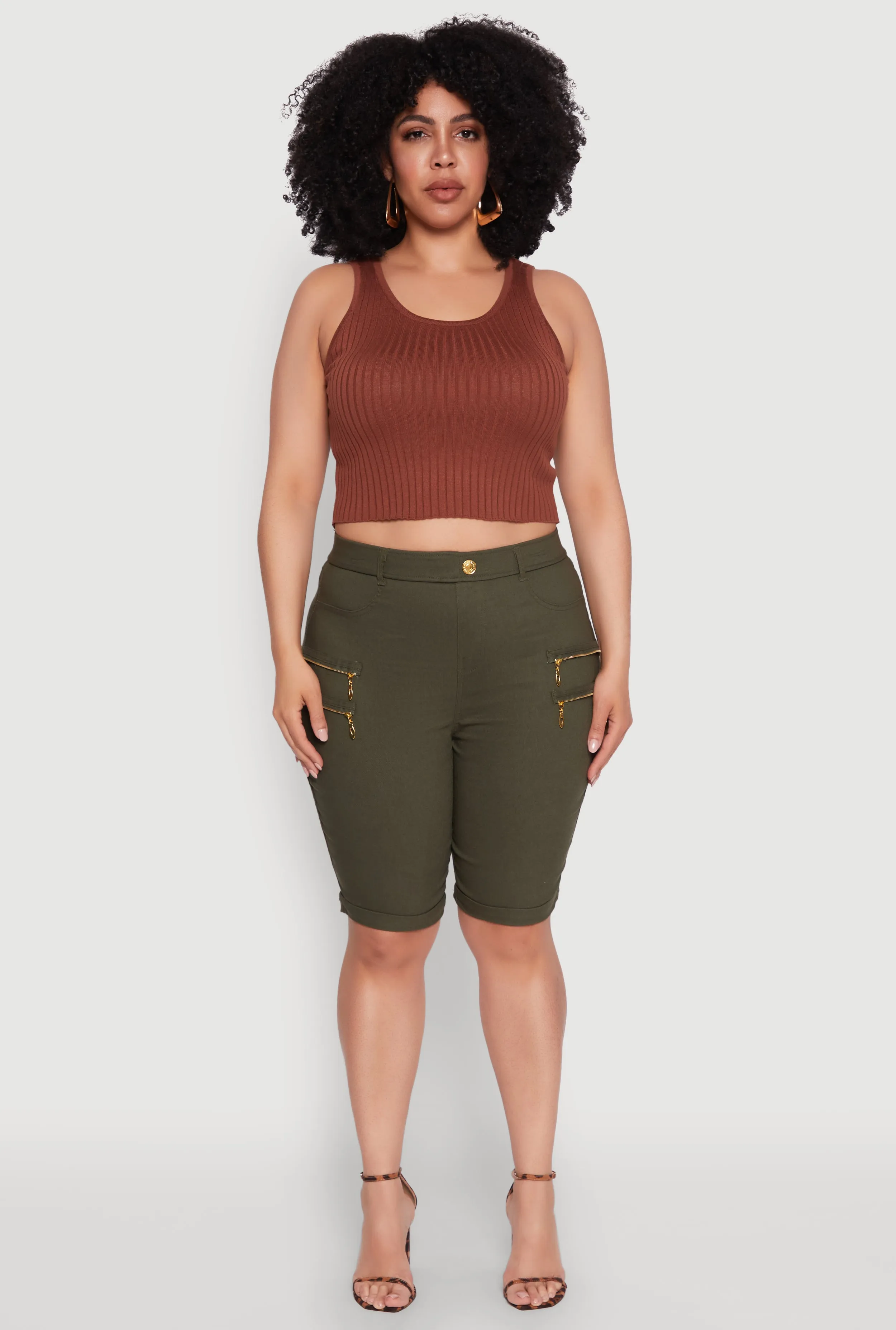 Plus Size Zipper Detail Bermuda Shorts sold by Rainbow product image thumbnail 2