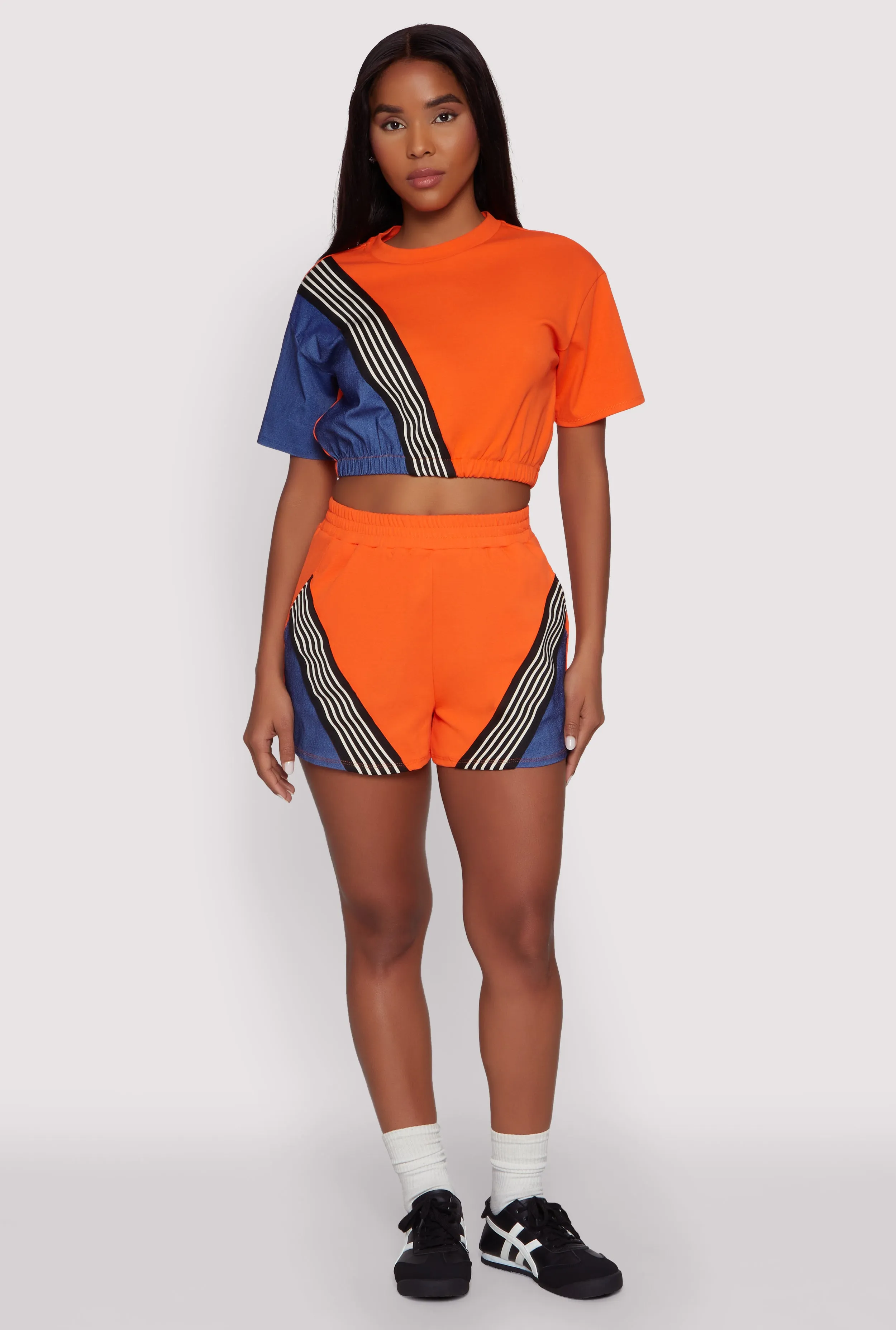 Color Block Stripe Detail Shorts sold by Rainbow product image thumbnail 2