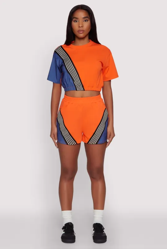 Color Block Stripe Detail Shorts sold by Rainbow