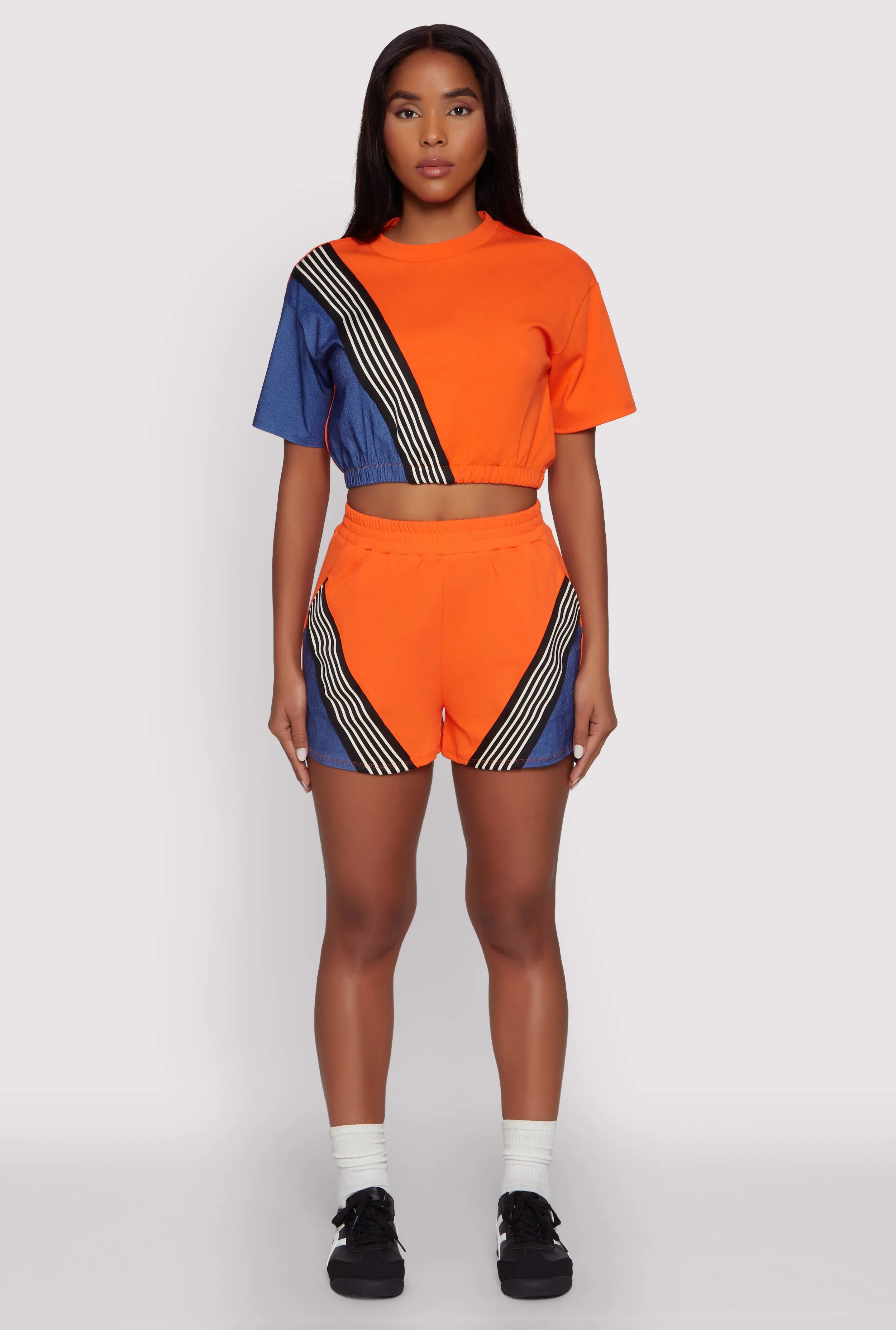 Color Block Stripe Detail Shorts sold by Rainbow