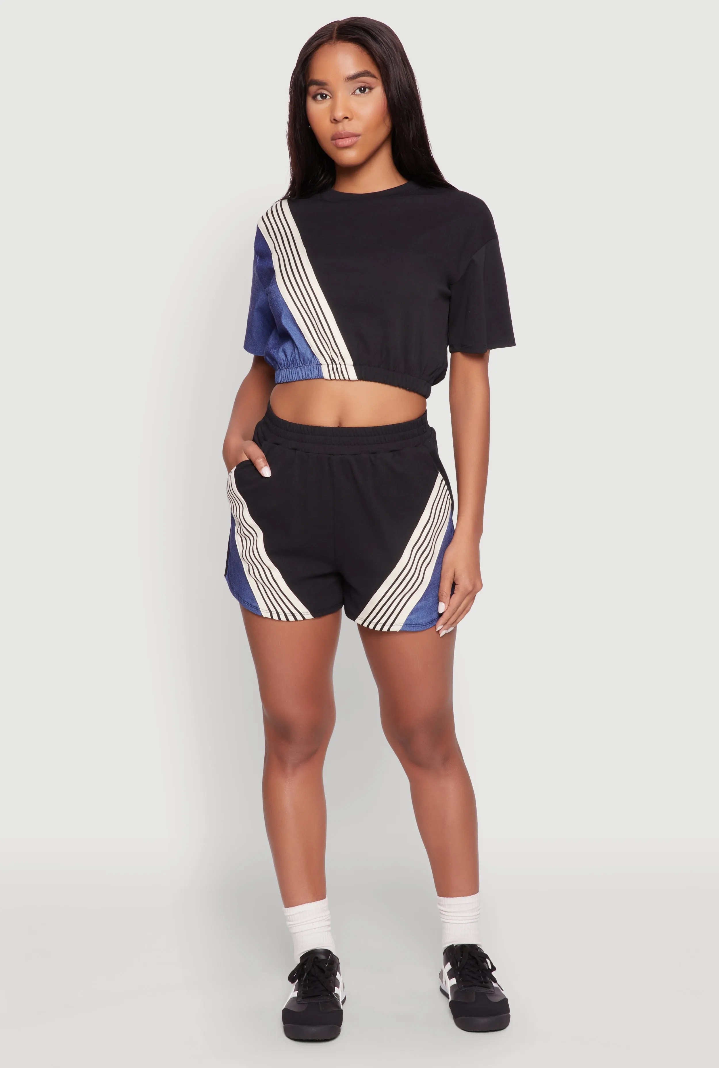 Color Block Stripe Detail Shorts sold by Rainbow product image thumbnail 2