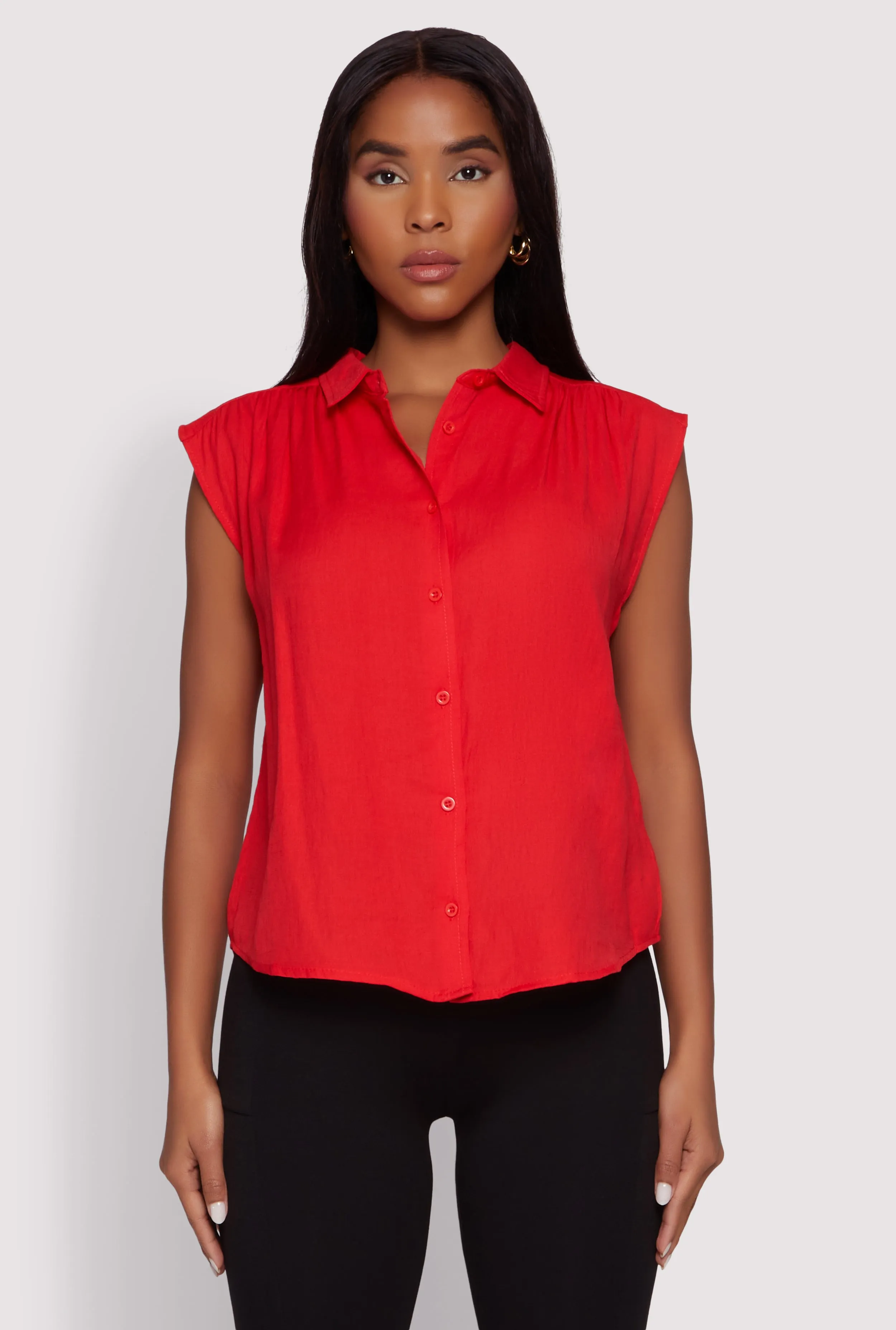 Ruched Sleeve Button Front Shirt sold by Rainbow product image thumbnail 2