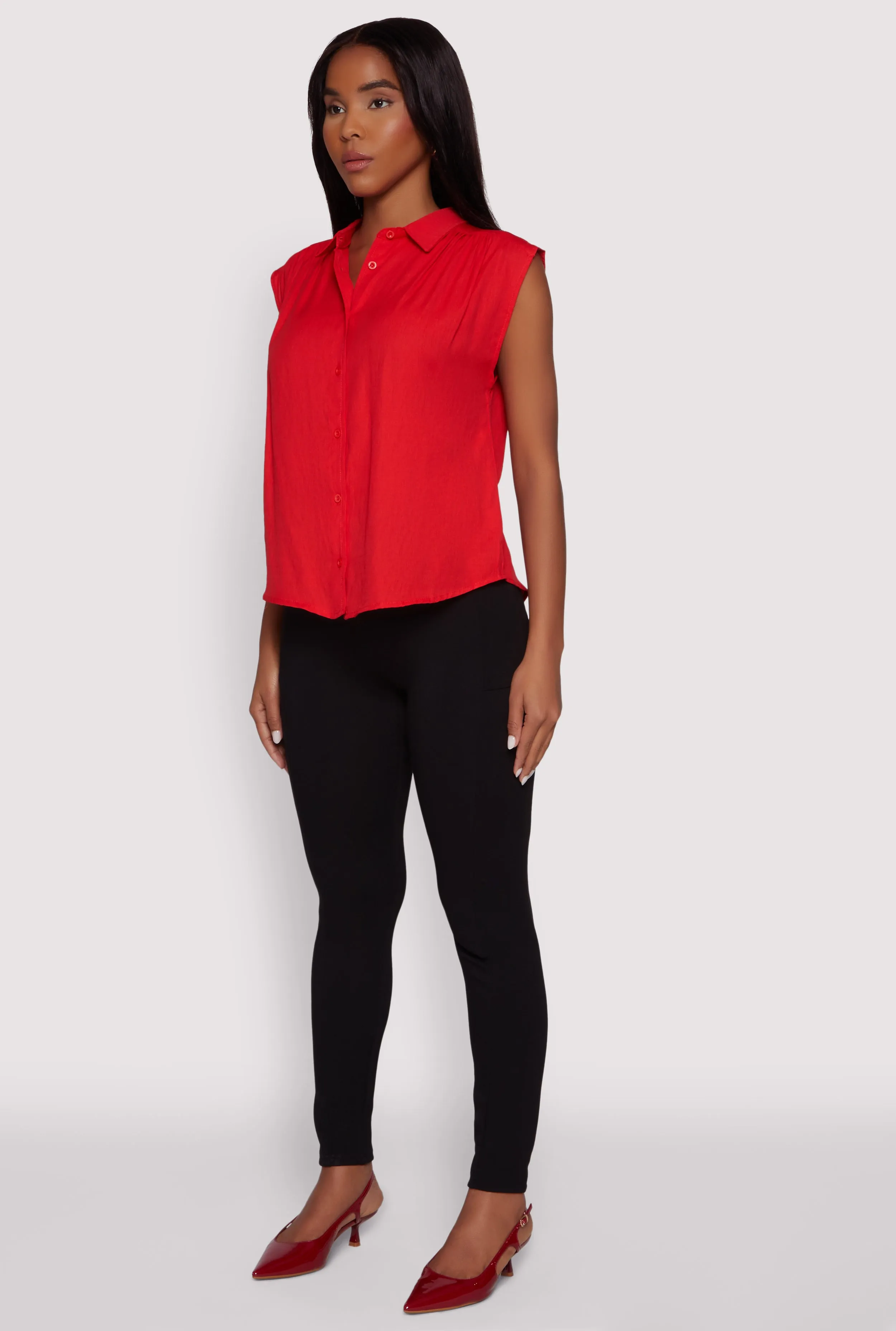 Ruched Sleeve Button Front Shirt sold by Rainbow product image thumbnail 5