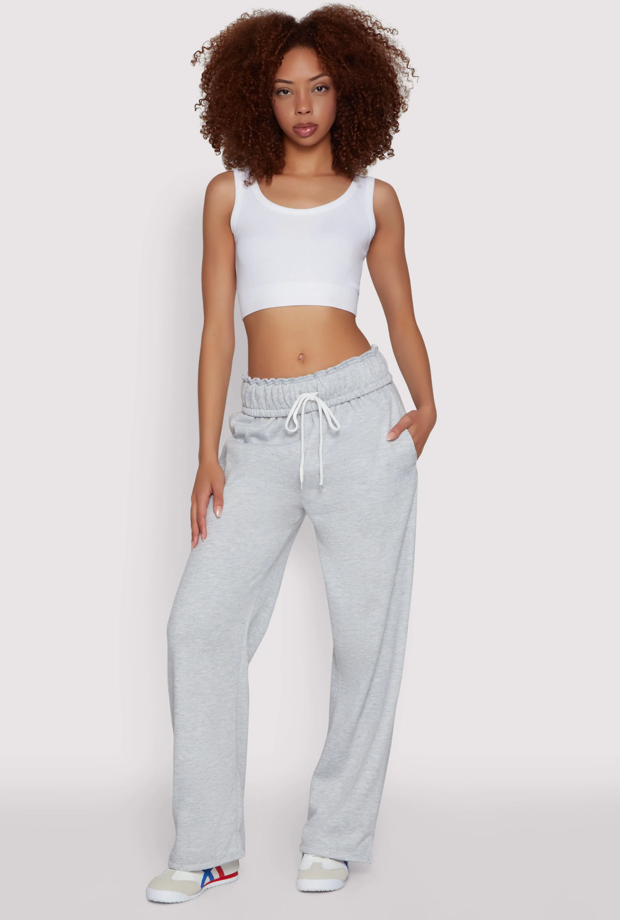 Drawstring Paper Bag Waist Sweatpants sold by Rainbow