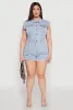 Plus Size Daisy Frayed Tiered Hem Denim Romper sold by Rainbow