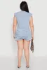 Plus Size Daisy Frayed Tiered Hem Denim Romper sold by Rainbow