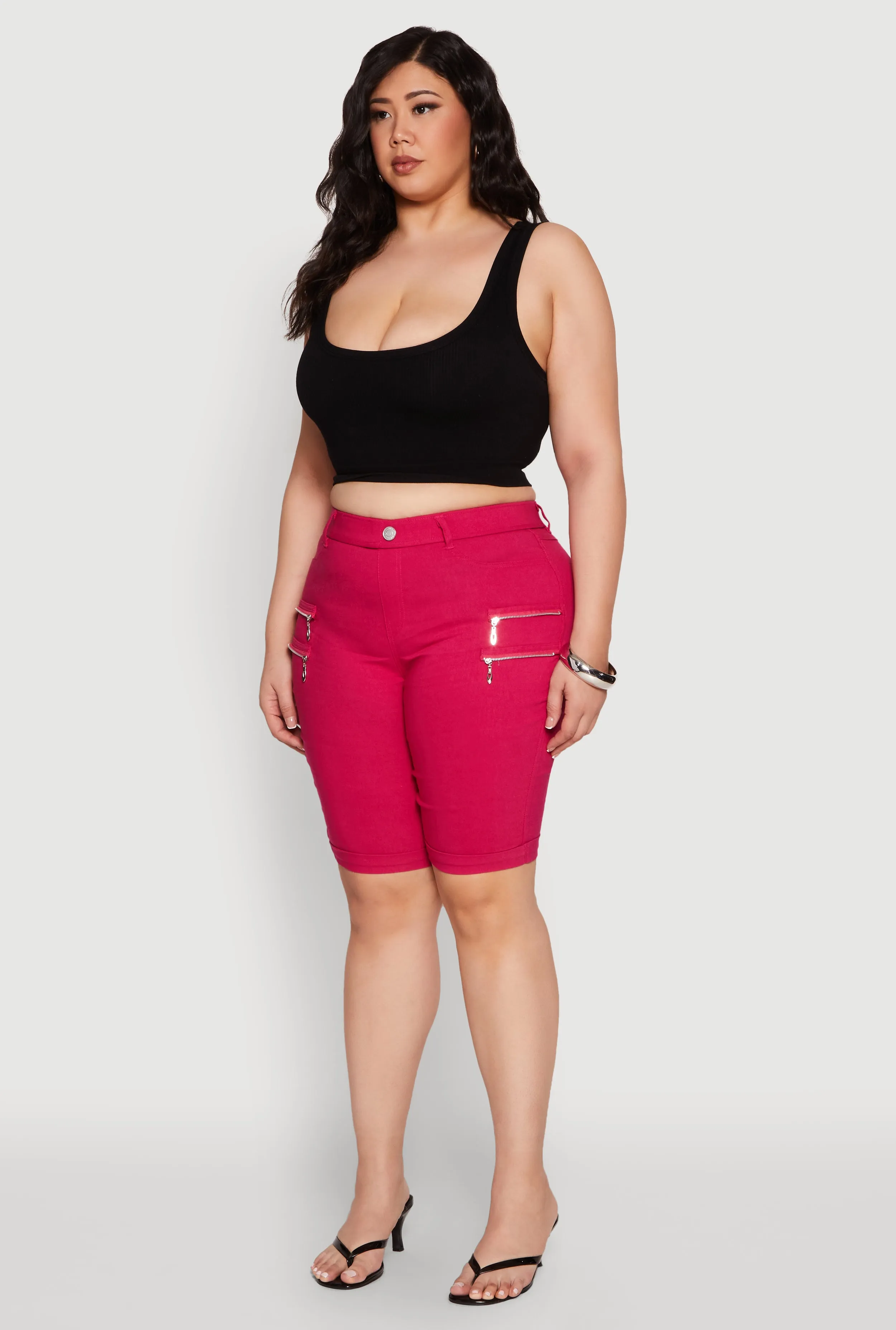 Plus Size Zipper Detail Bermuda Shorts sold by Rainbow product image thumbnail 3
