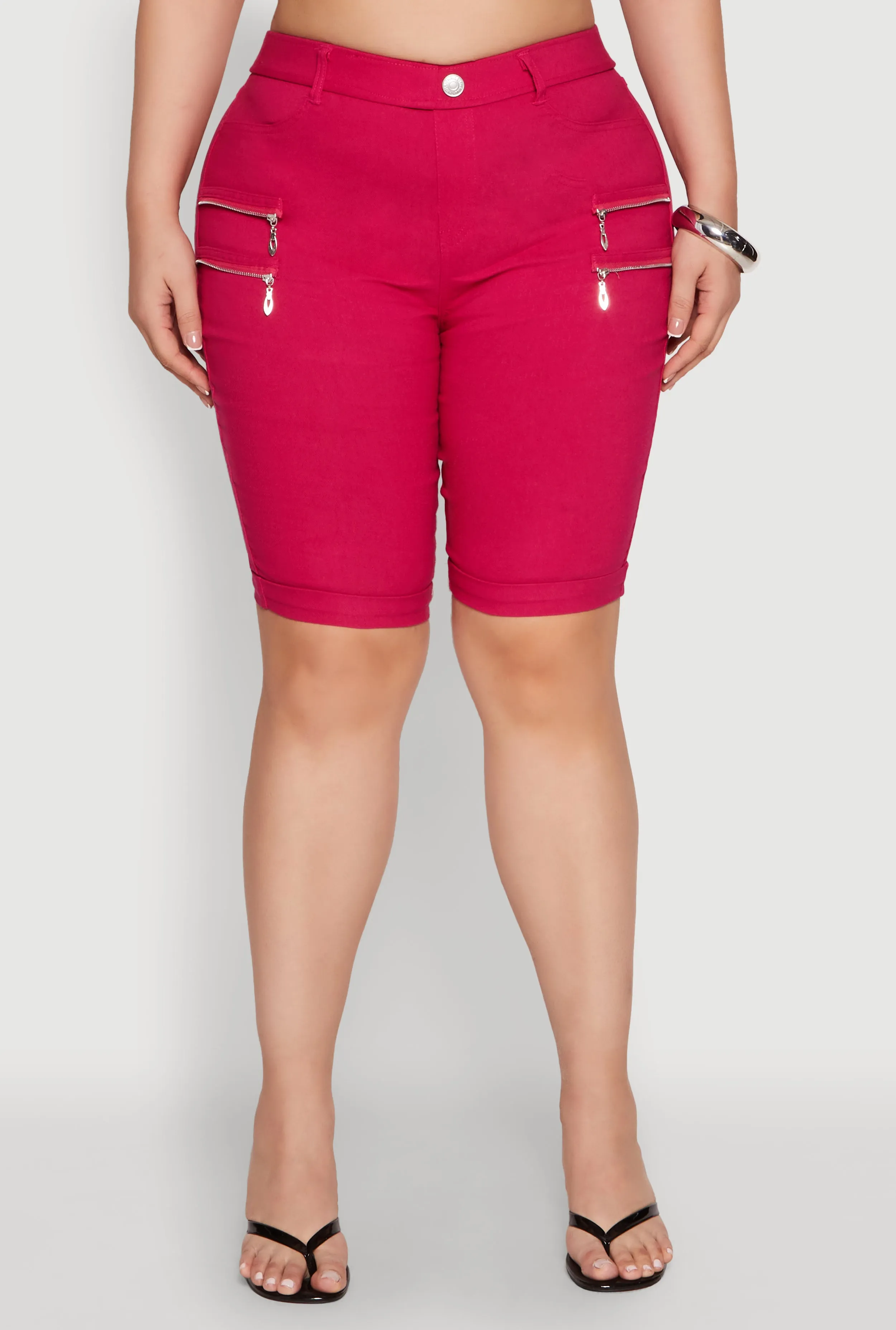 Plus Size Zipper Detail Bermuda Shorts sold by Rainbow product image thumbnail 5