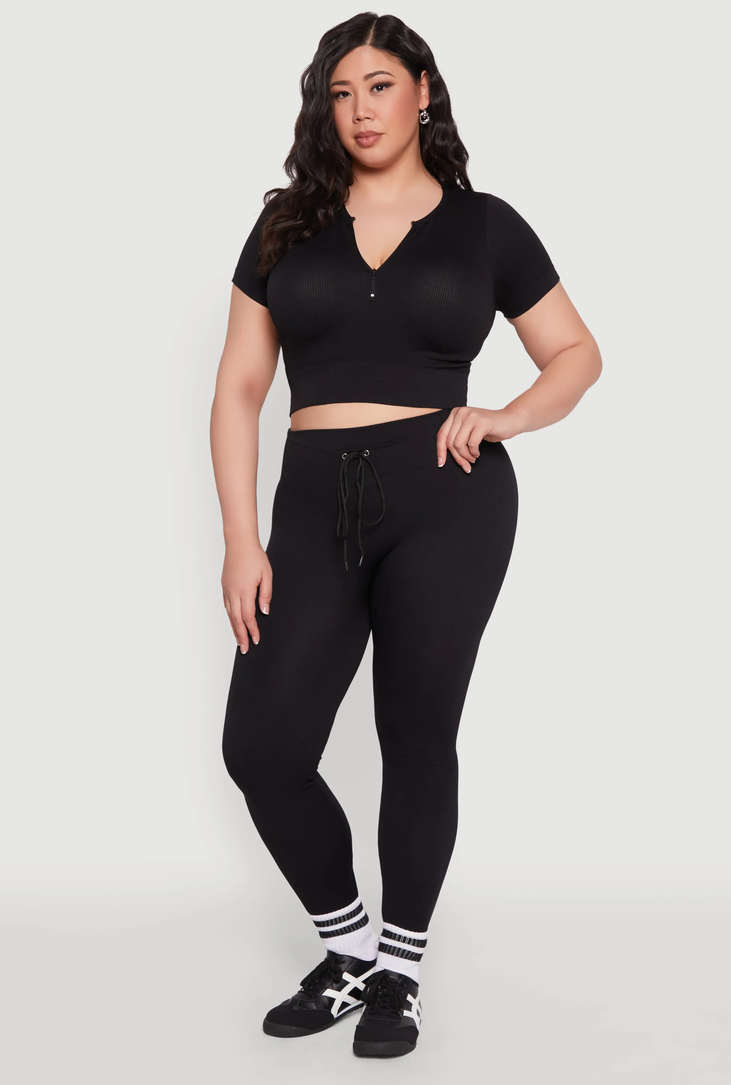 Plus Size Seamless Drawstring Waist Leggings sold by Rainbow