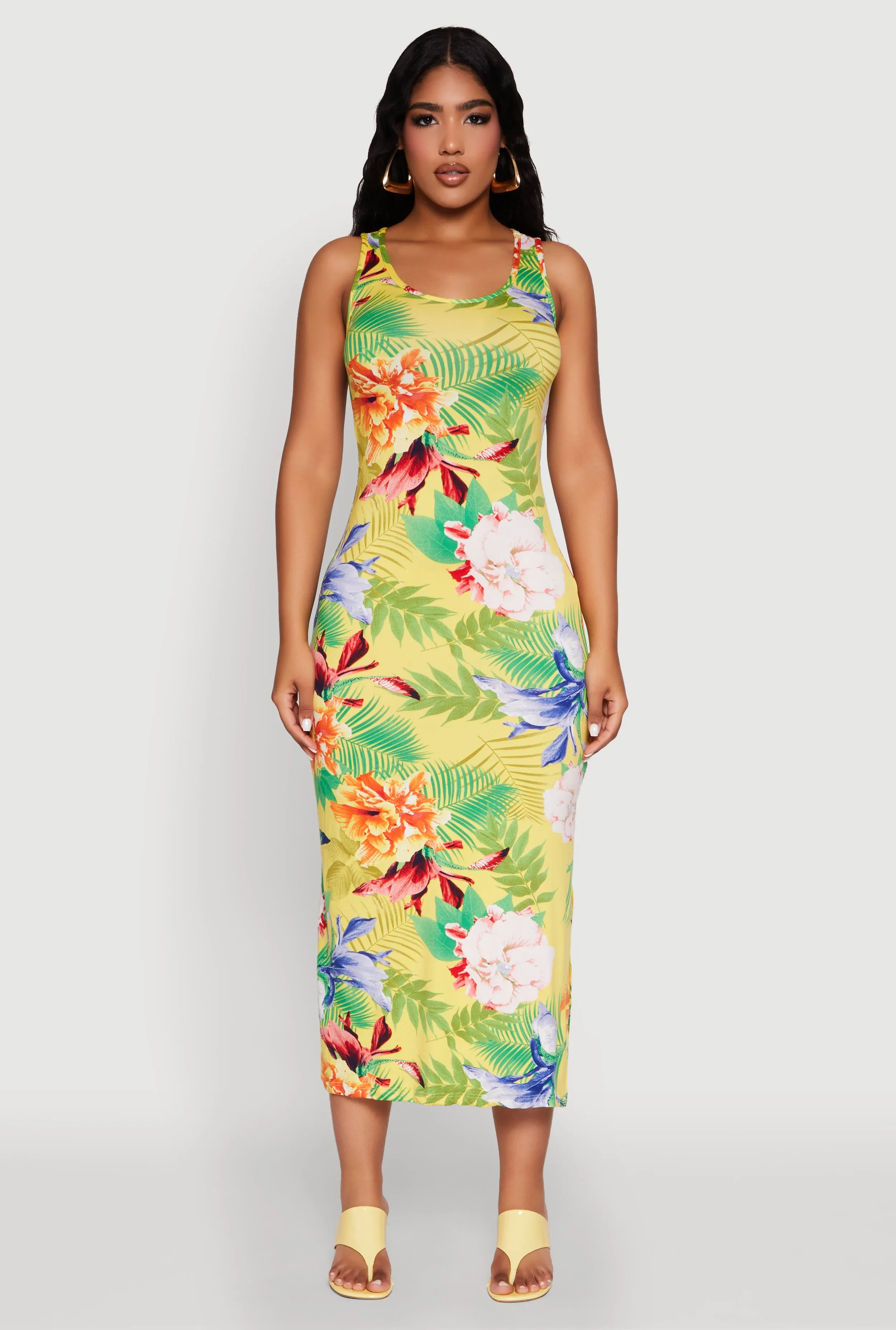 Tropical Floral Print Tank Maxi Dress sold by Rainbow product image thumbnail 2