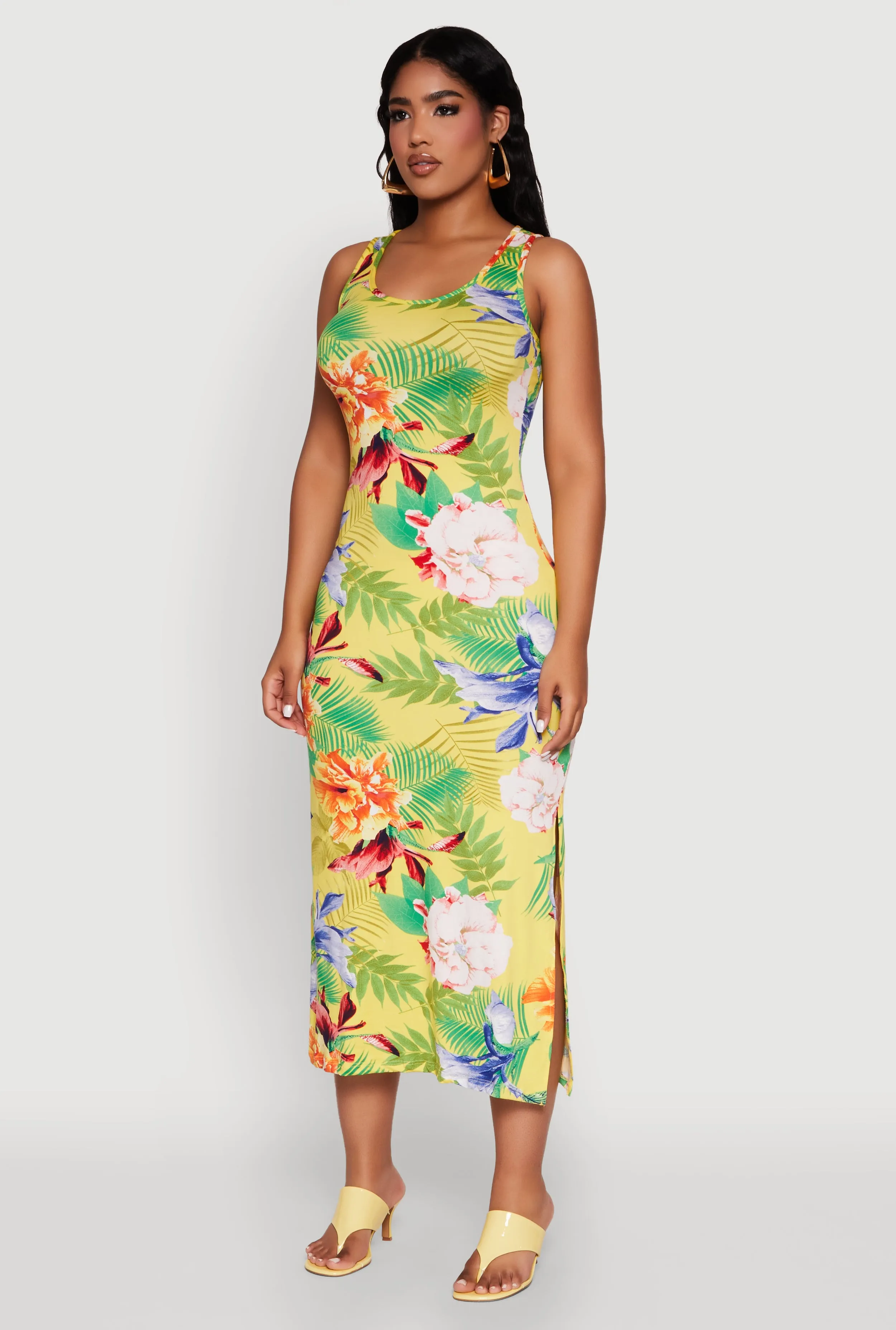 Tropical Floral Print Tank Maxi Dress sold by Rainbow product image thumbnail 3