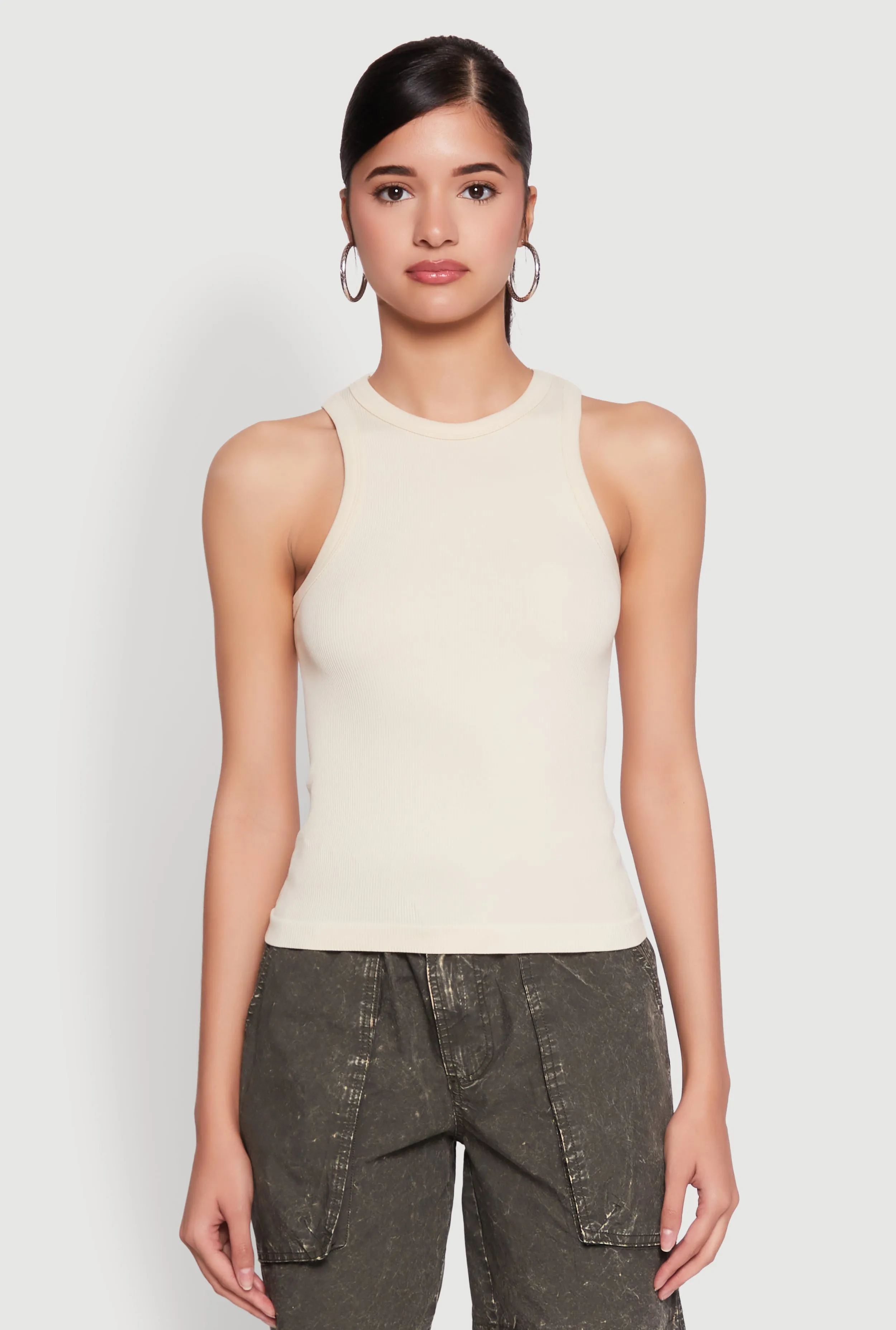 Seamless Rib Knit Crew Neck Tank Top sold by Rainbow product image thumbnail 2