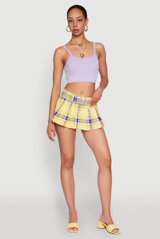 Almost Famous Plaid Belt Detail Skort sold by Rainbow