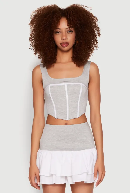 Contrast Corset Detail Crop Top sold by Rainbow