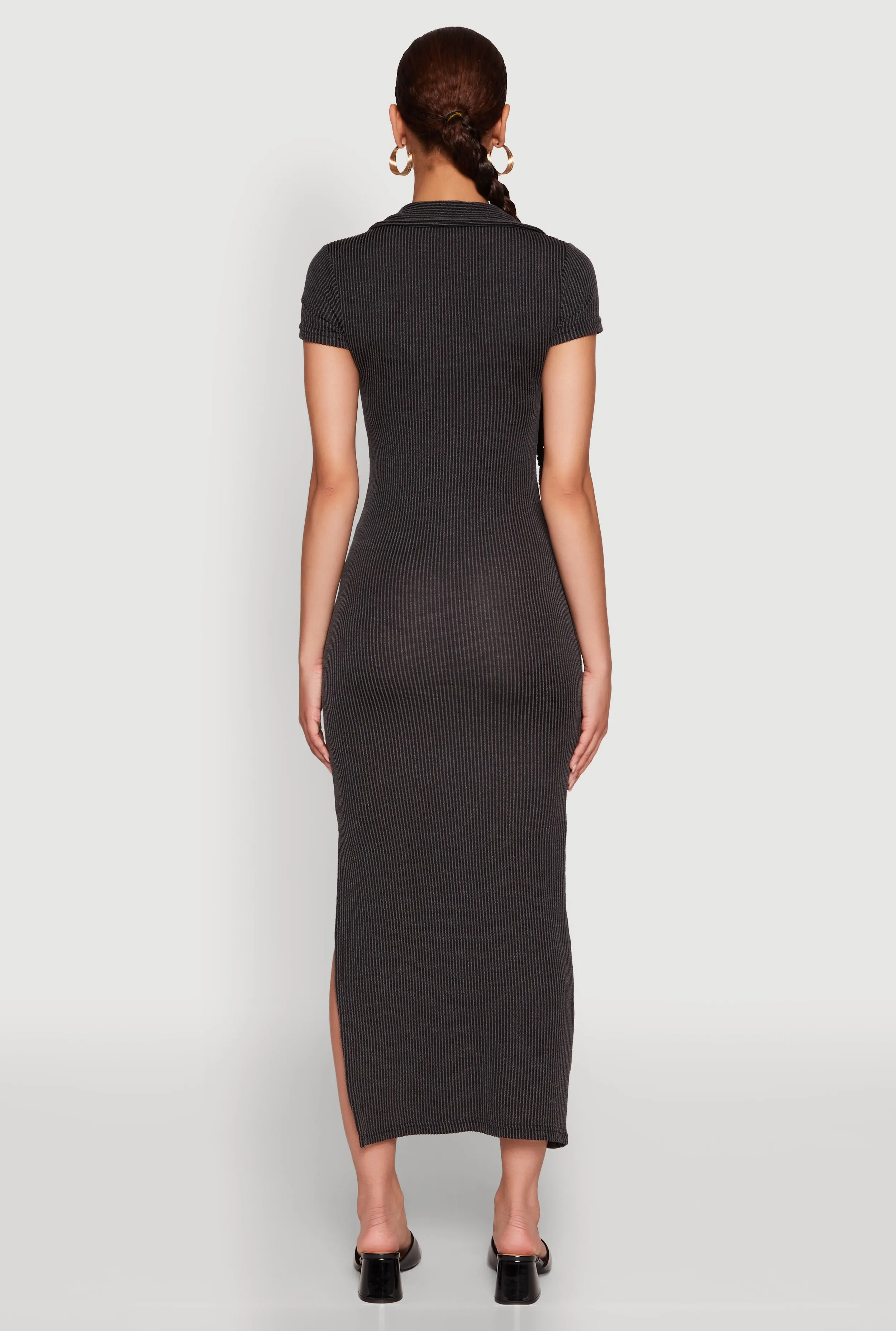 Side Slit Polo Collar Midi Dress sold by Rainbow product image thumbnail 5