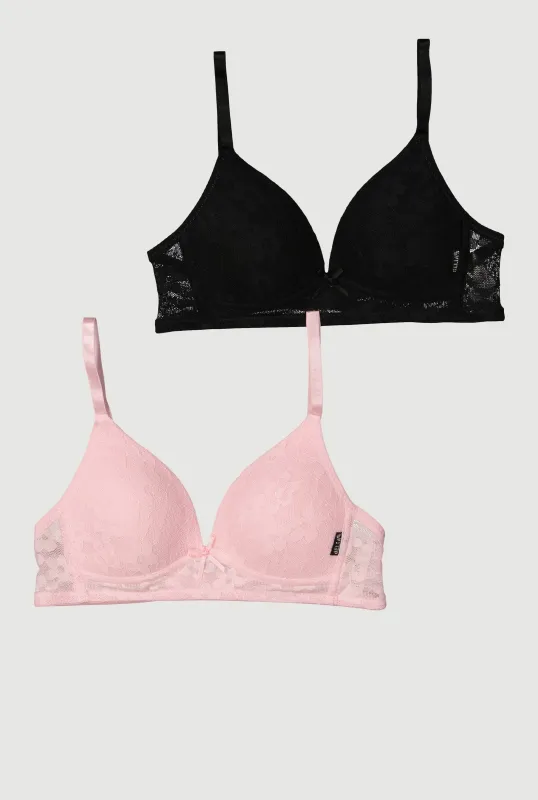 Girls Floral Lace Bras 2 Pack sold by Rainbow