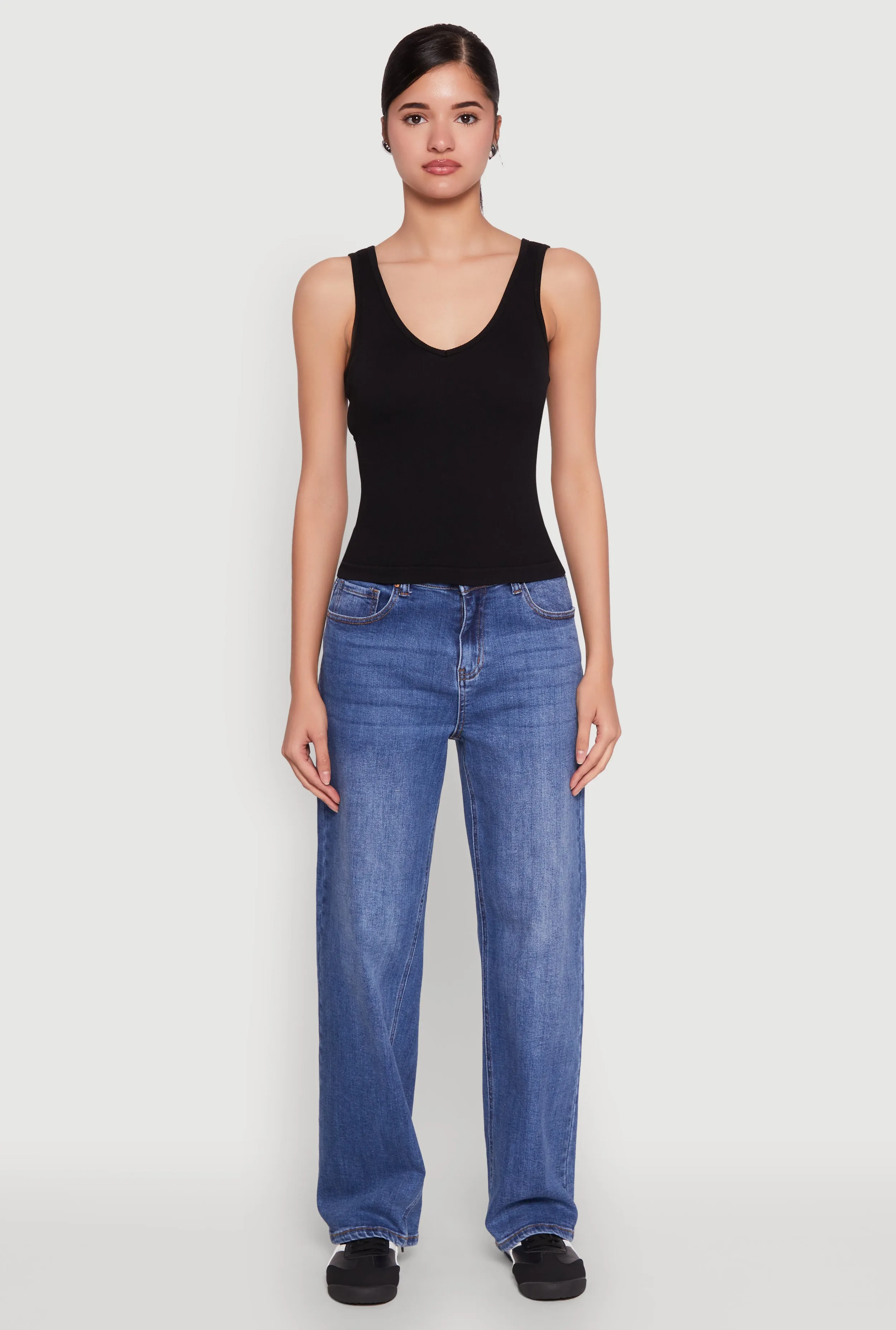 Seamless Ribbed Knit V Neck Tank Top sold by Rainbow product image thumbnail 3