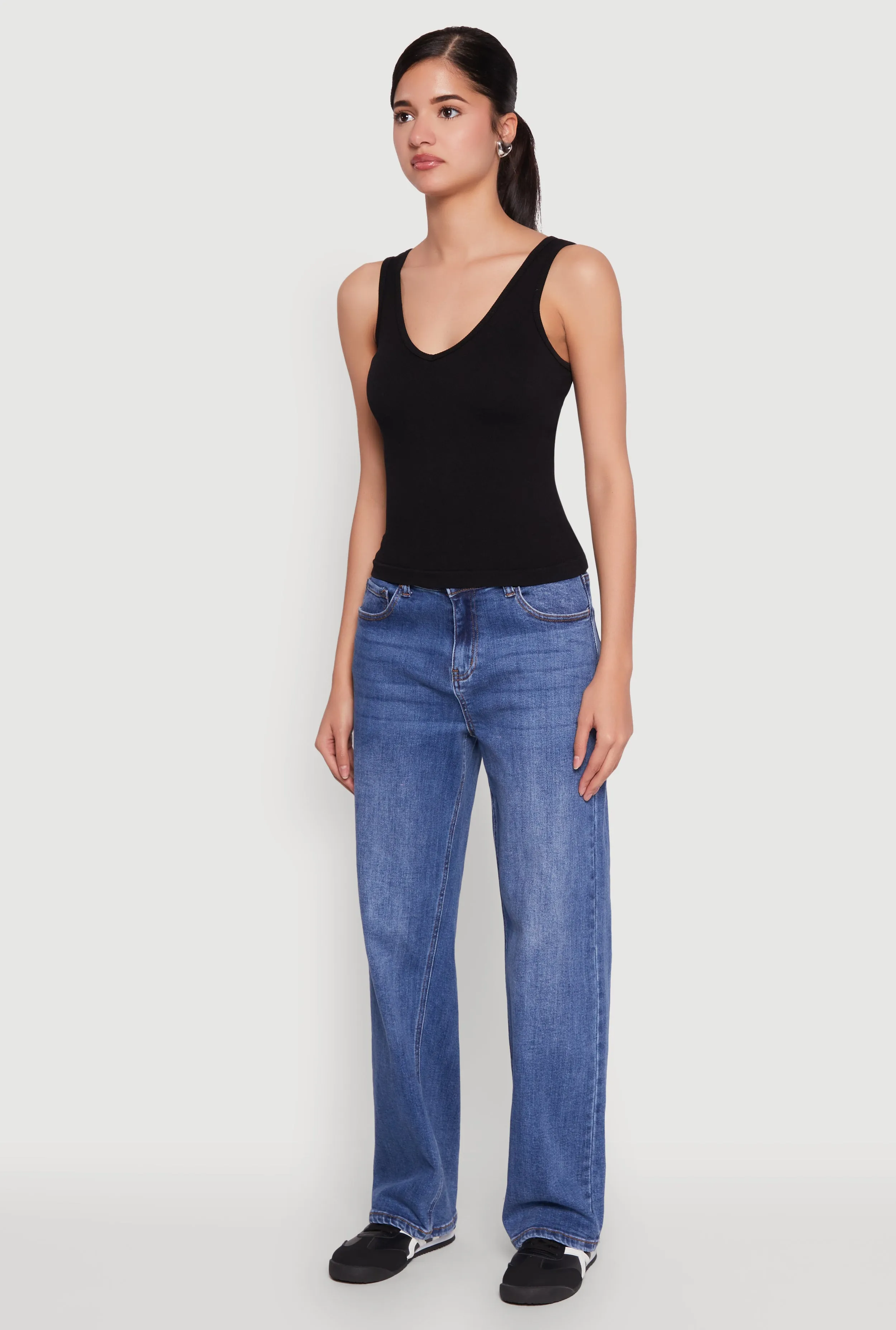 Seamless Ribbed Knit V Neck Tank Top sold by Rainbow product image thumbnail 5