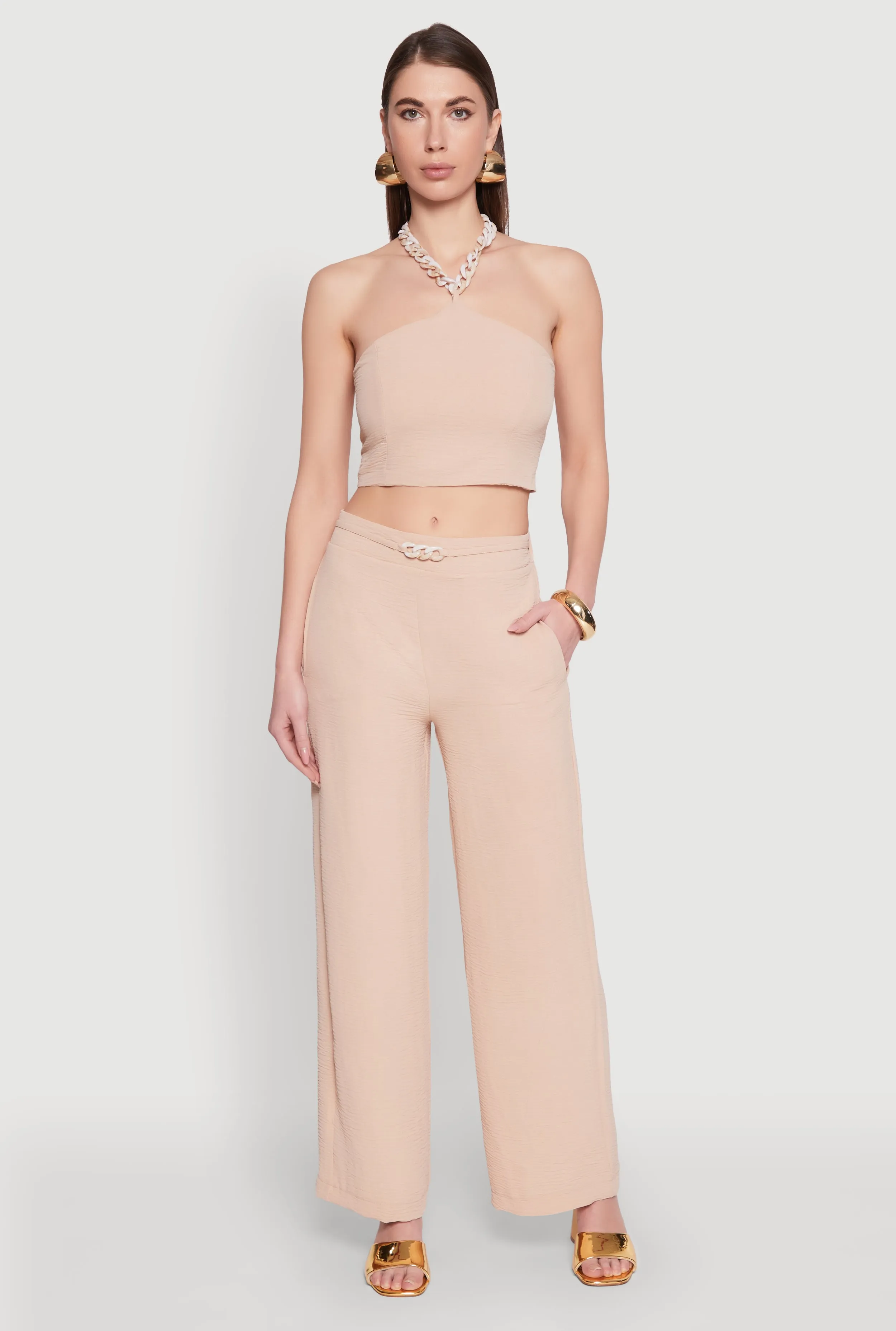 Airy Chain Belted Front Pants sold by Rainbow product image thumbnail 2