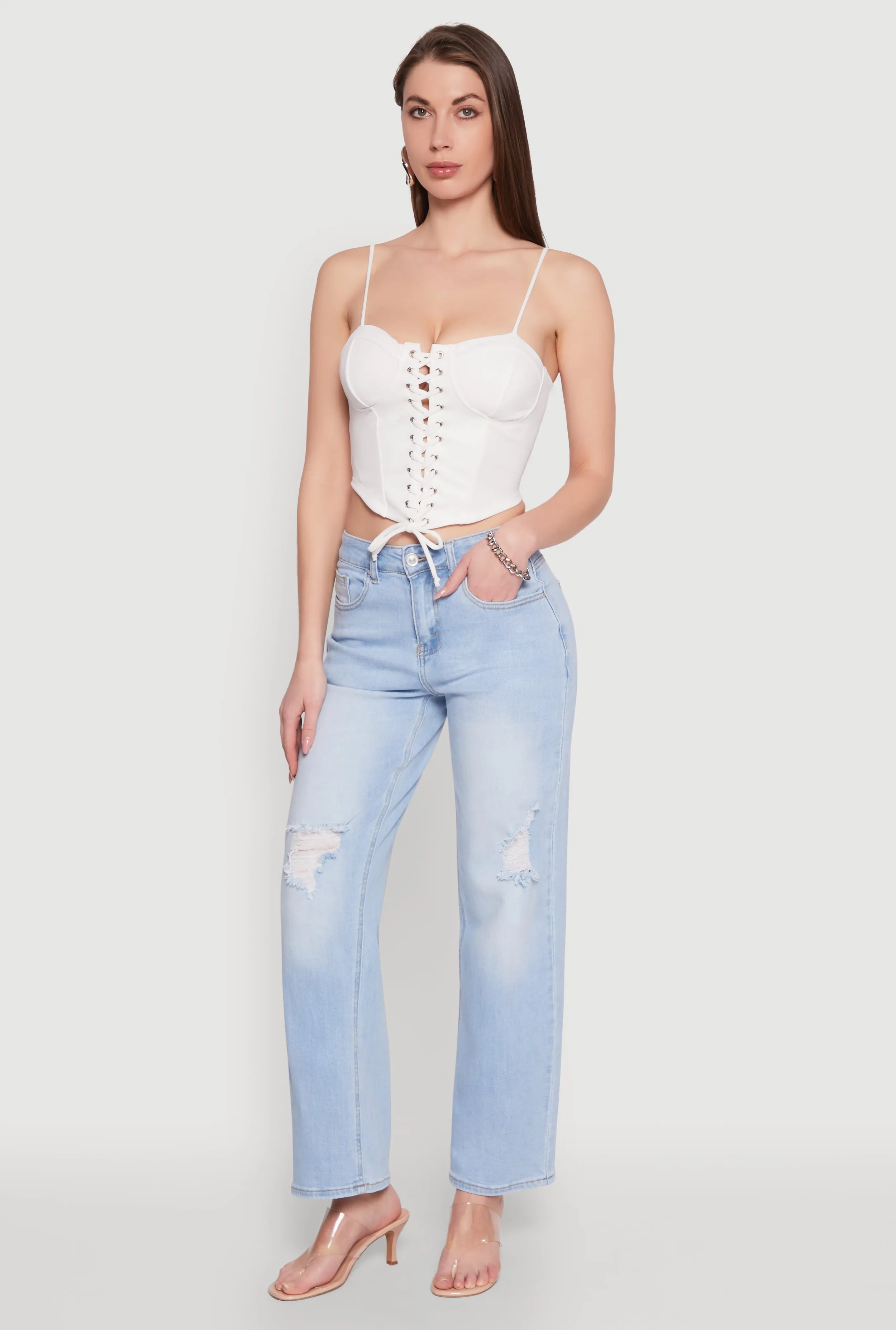 Lace Up Bustier Top sold by Rainbow