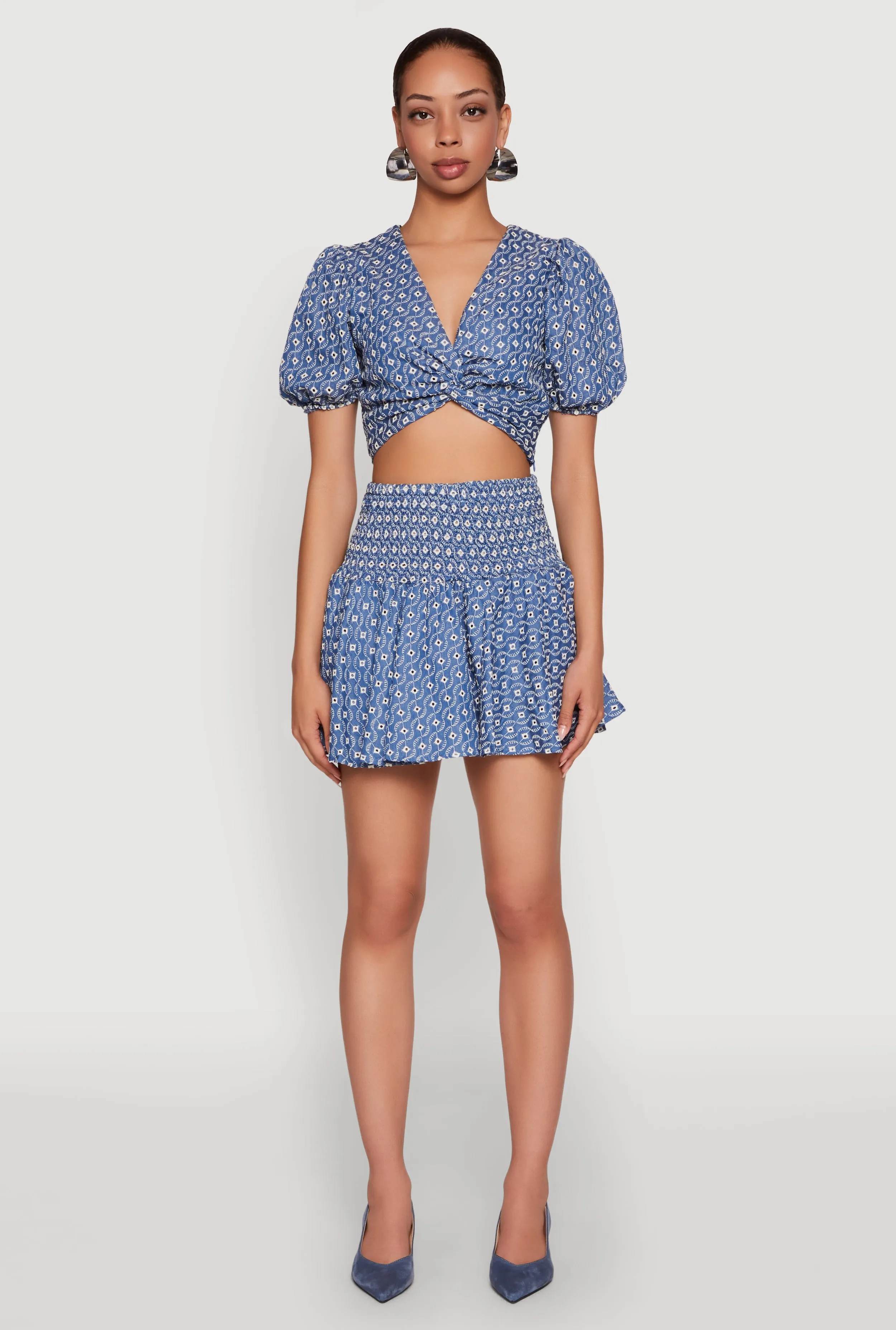 Smocked Waist Printed Mini Skirt sold by Rainbow product image thumbnail 2