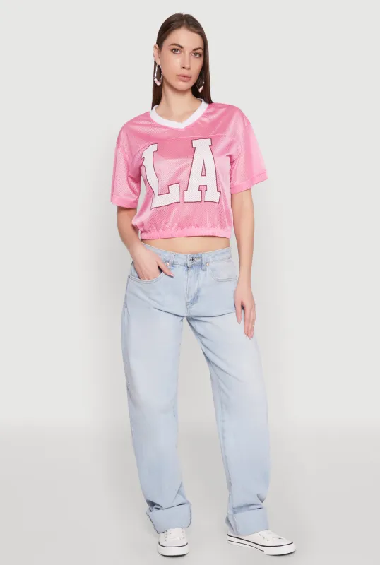 Almost Famous Graphic Jersey Mesh Crop Top sold by Rainbow