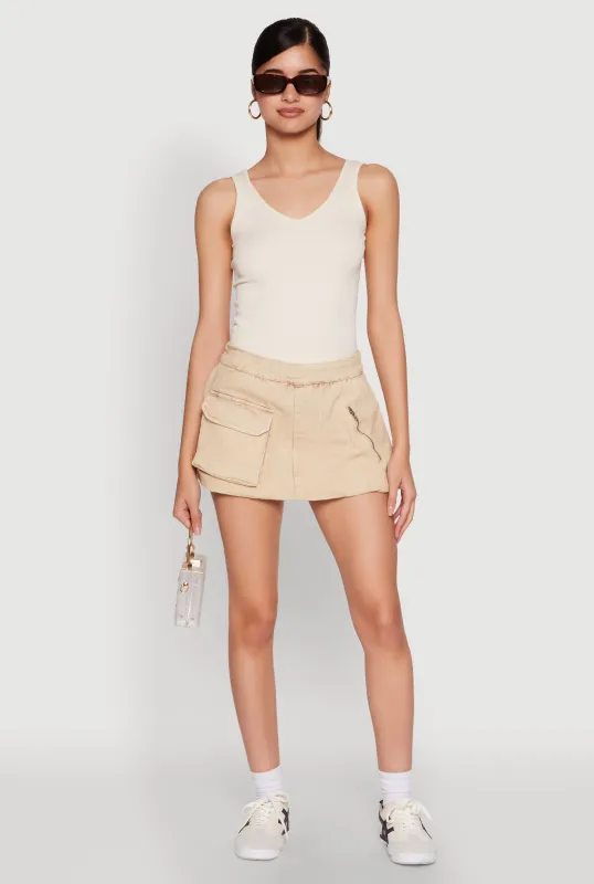 Spoon Jeans Mineral Wash Zip Detail Denim Skort sold by Rainbow