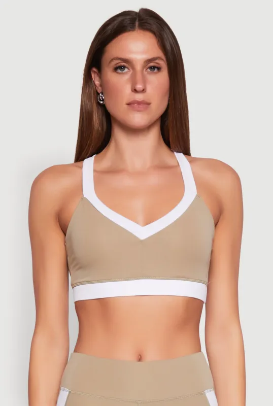 Contrast Trim Cross Back Sports Bra sold by Rainbow