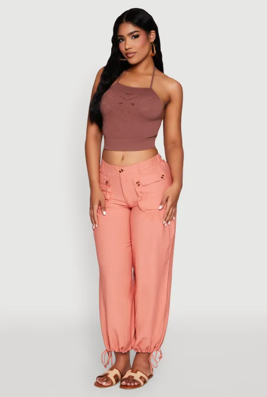 Elastic Waist Drawstring Hem Joggers sold by Rainbow
