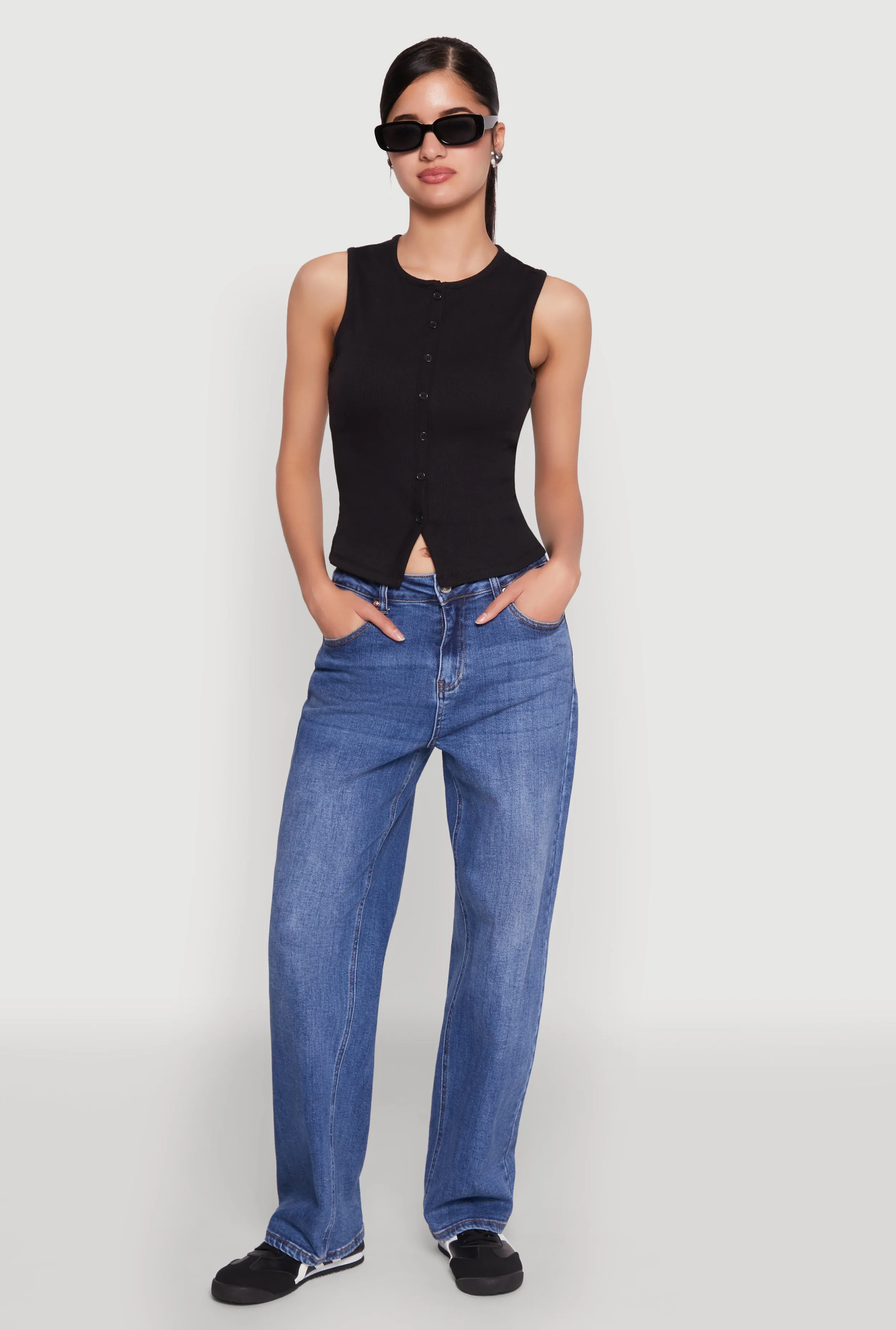 Almost Famous Rib Knit Vest sold by Rainbow