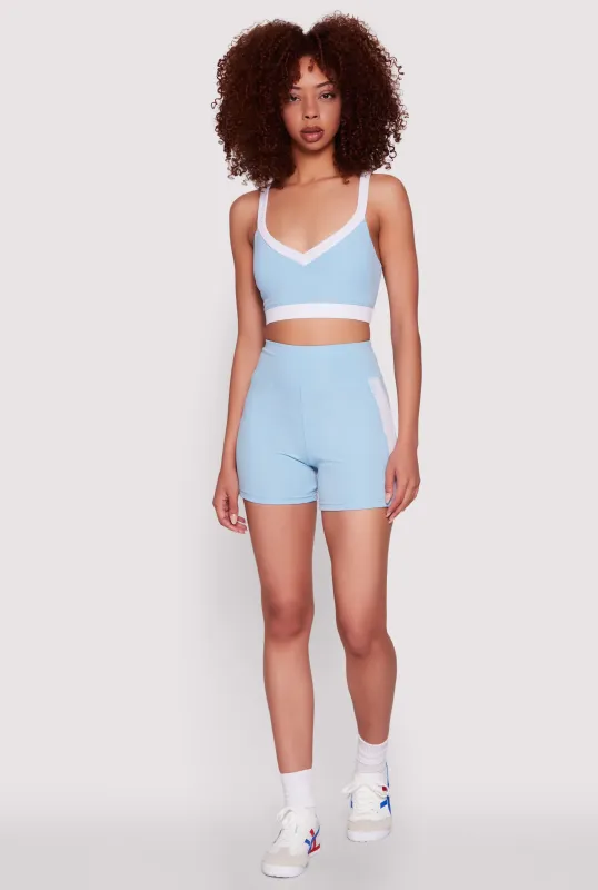 Contrast Side Stripe Biker Shorts sold by Rainbow