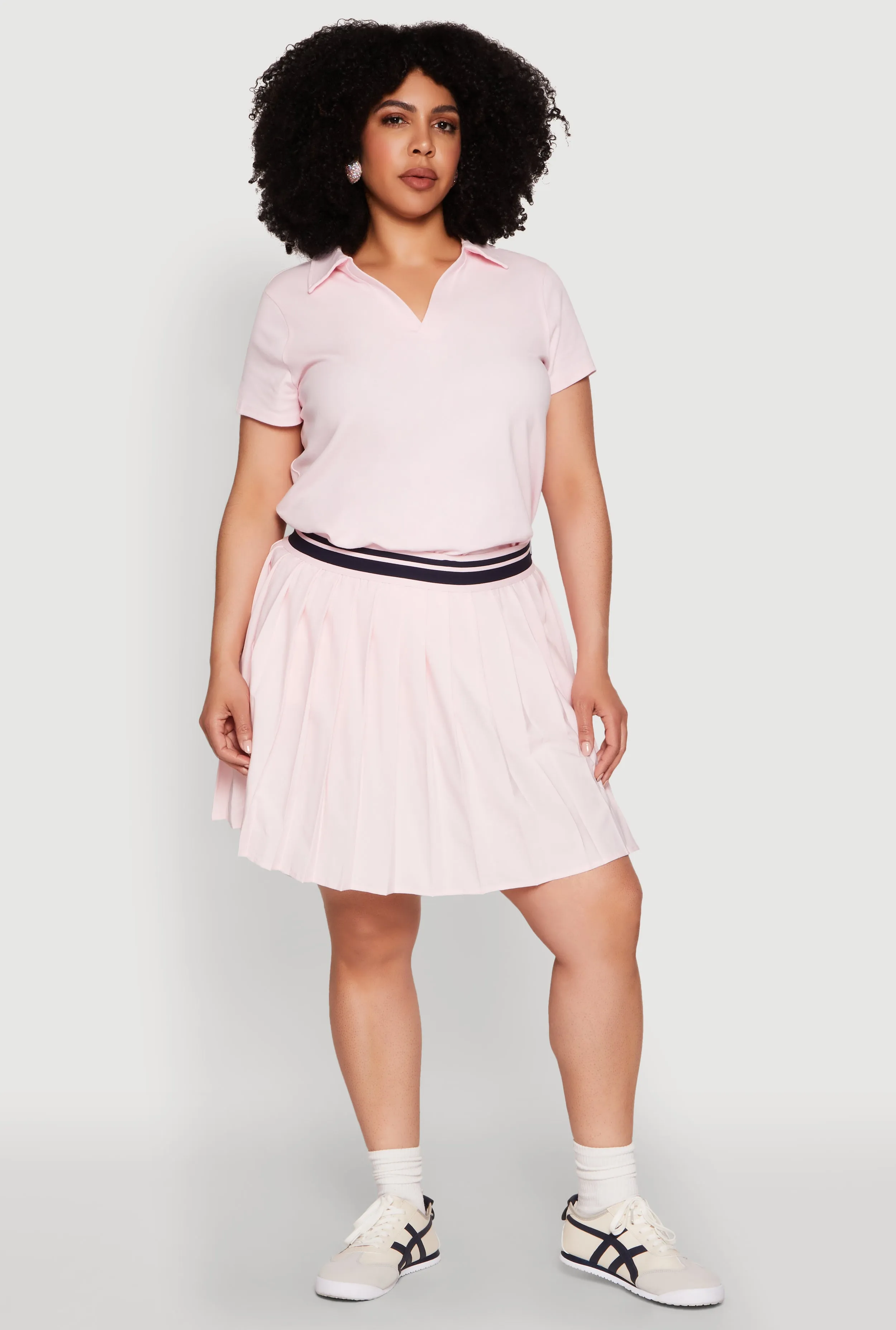 Plus Size Varsity Stripe Waistband Pleated Skirt sold by Rainbow product image thumbnail 2