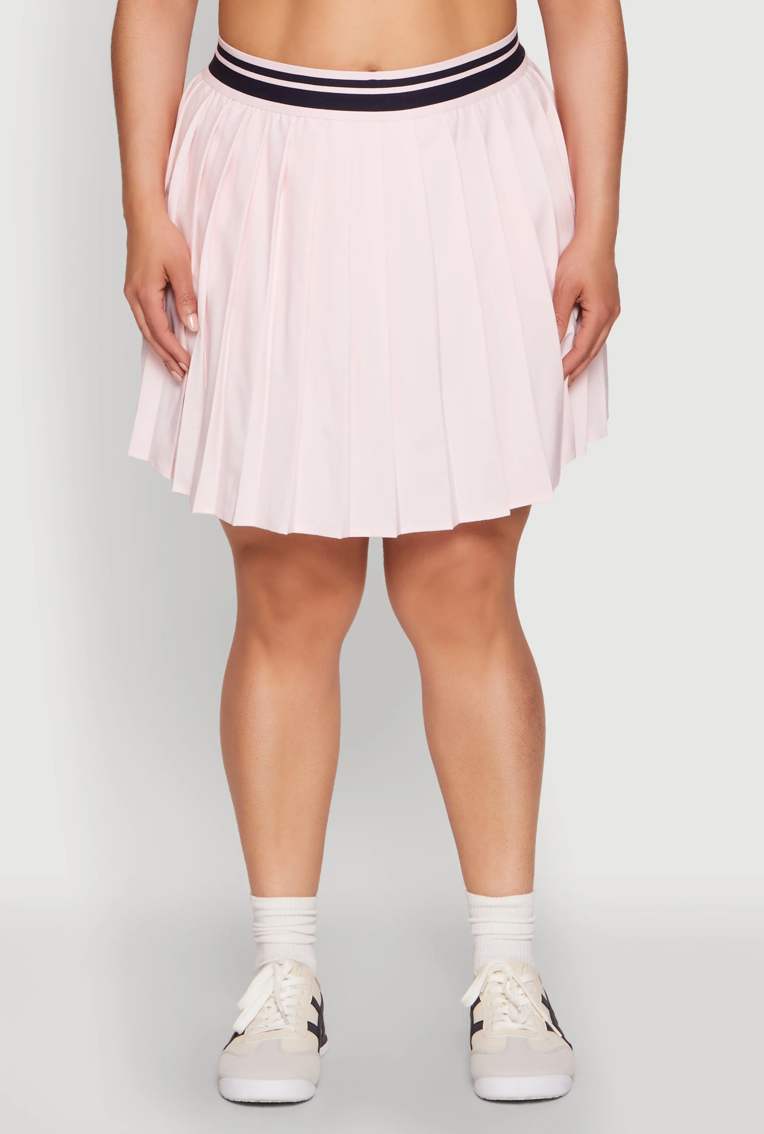 Plus Size Varsity Stripe Waistband Pleated Skirt sold by Rainbow product image thumbnail 3