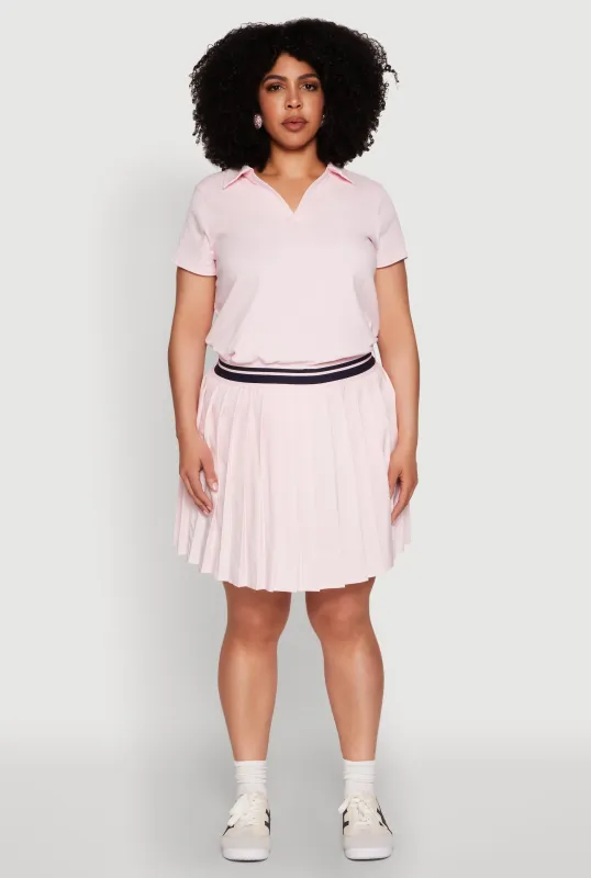 Plus Size Varsity Stripe Waistband Pleated Skirt sold by Rainbow