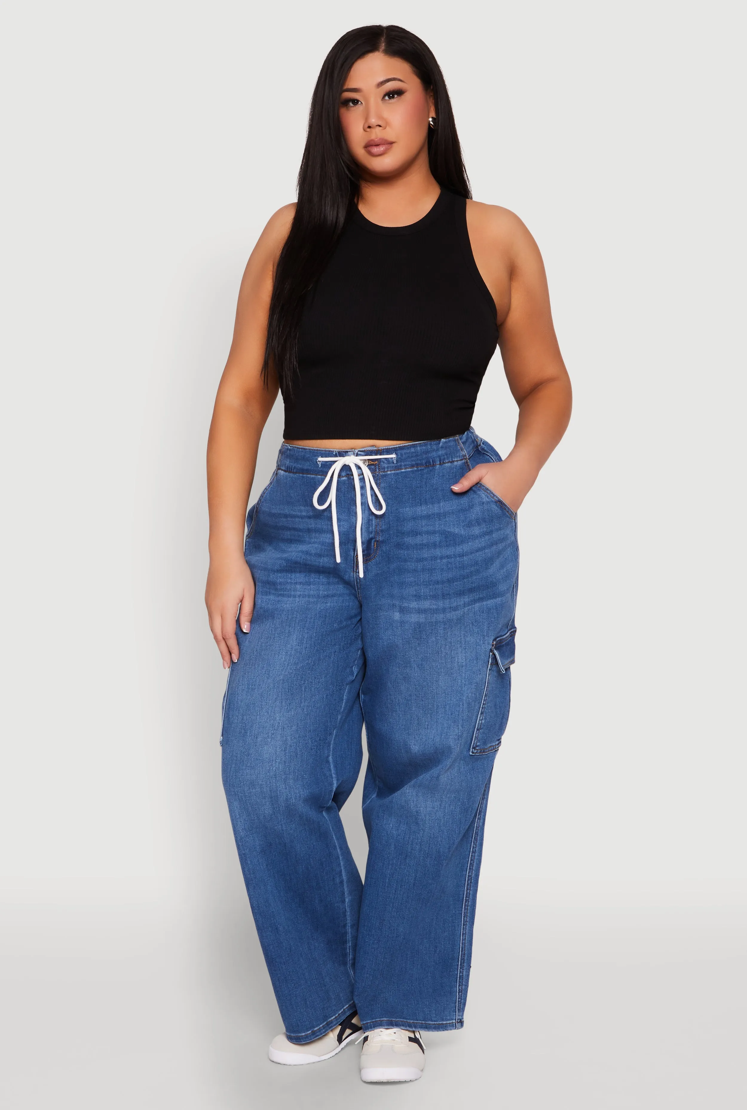 Plus Size WAX Denim Drawstring Cargo Jeans sold by Rainbow product image thumbnail 2