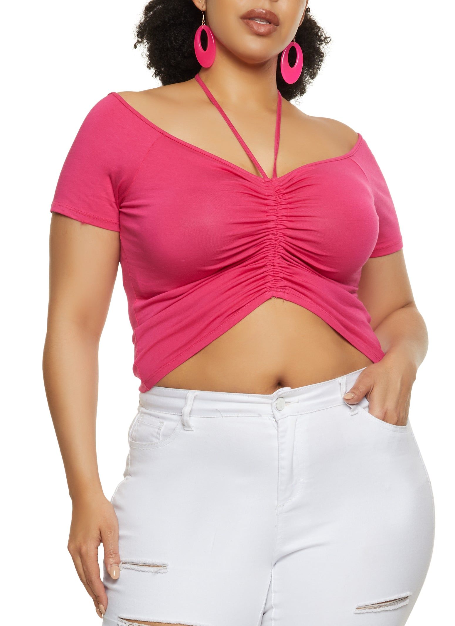 Plus Size Ruched Off the Shoulder Tee sold by Rainbow product image thumbnail 2
