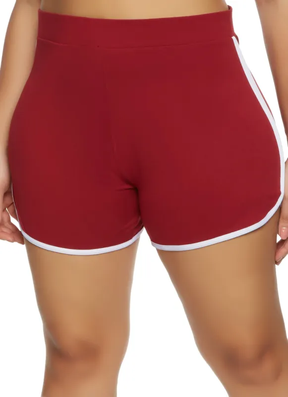 Plus Size Soft Knit Contrast Trim Dolphin Shorts sold by Rainbow