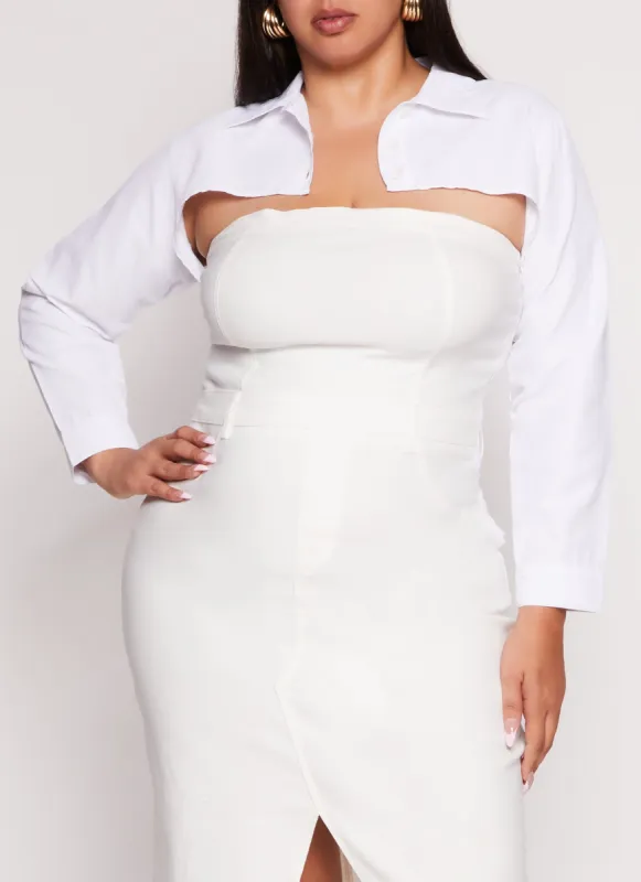 Plus Size Long Sleeve Bolero Shirt sold by Rainbow